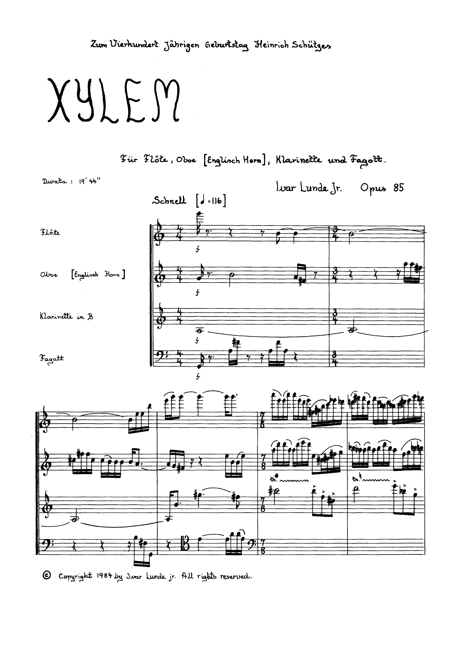 Xylem, op. 85