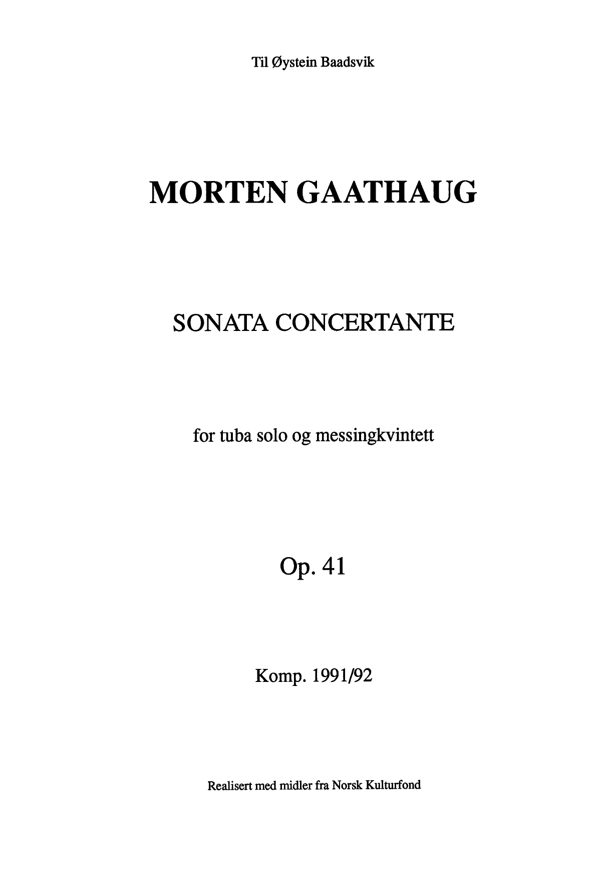 Sonata Concertante for Tuba and Brass Quintet, Op. 41