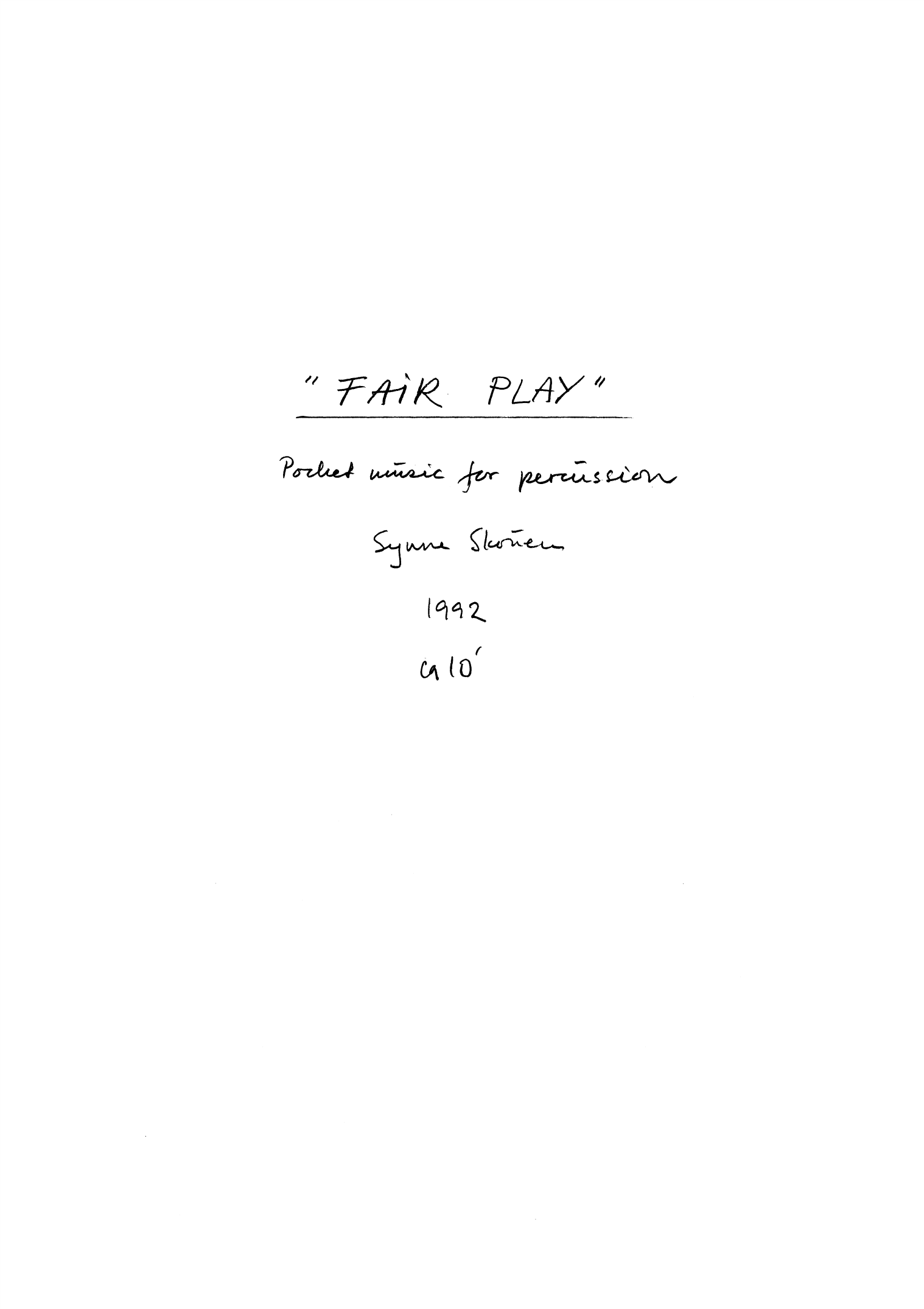 Fair Play - Pocket Music for Percussion