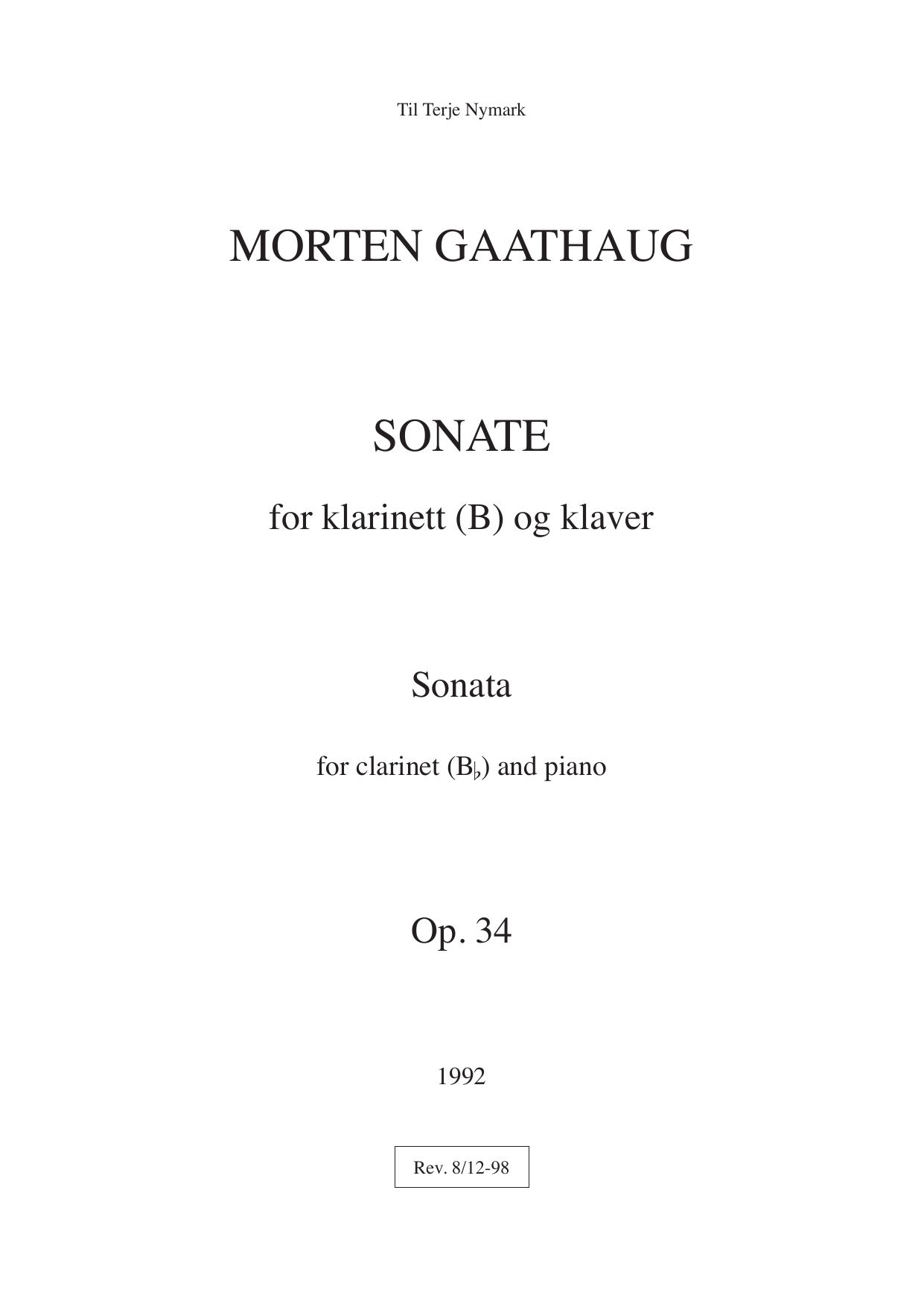 Sonate  for klarinett og klaver, op. 34