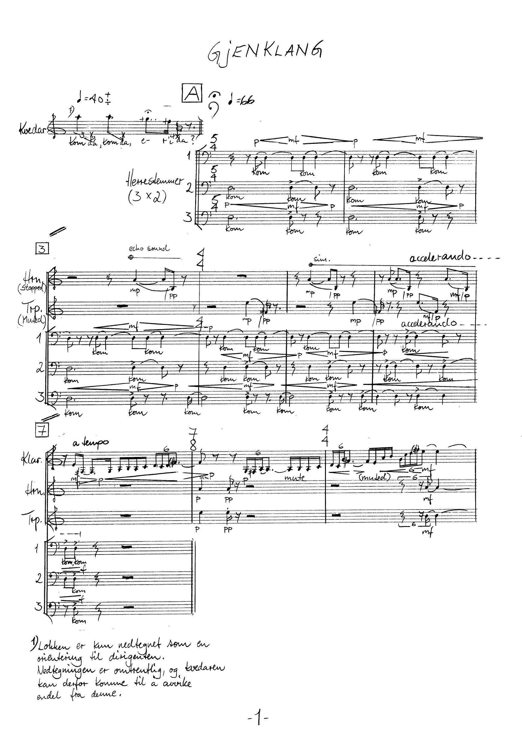 Gjenklang for klarinett, horn, trompet, kvedar, jentekor, 6 herrestemmer - Image 3