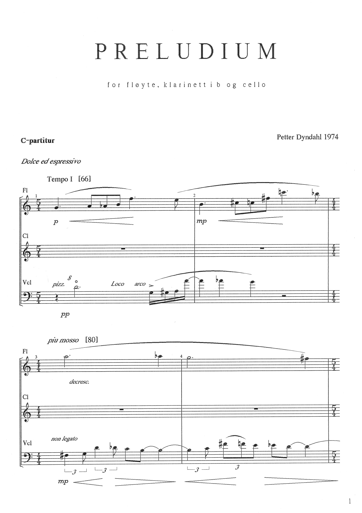 Preludium for fløyte, klarinett i b og cello - Image 3