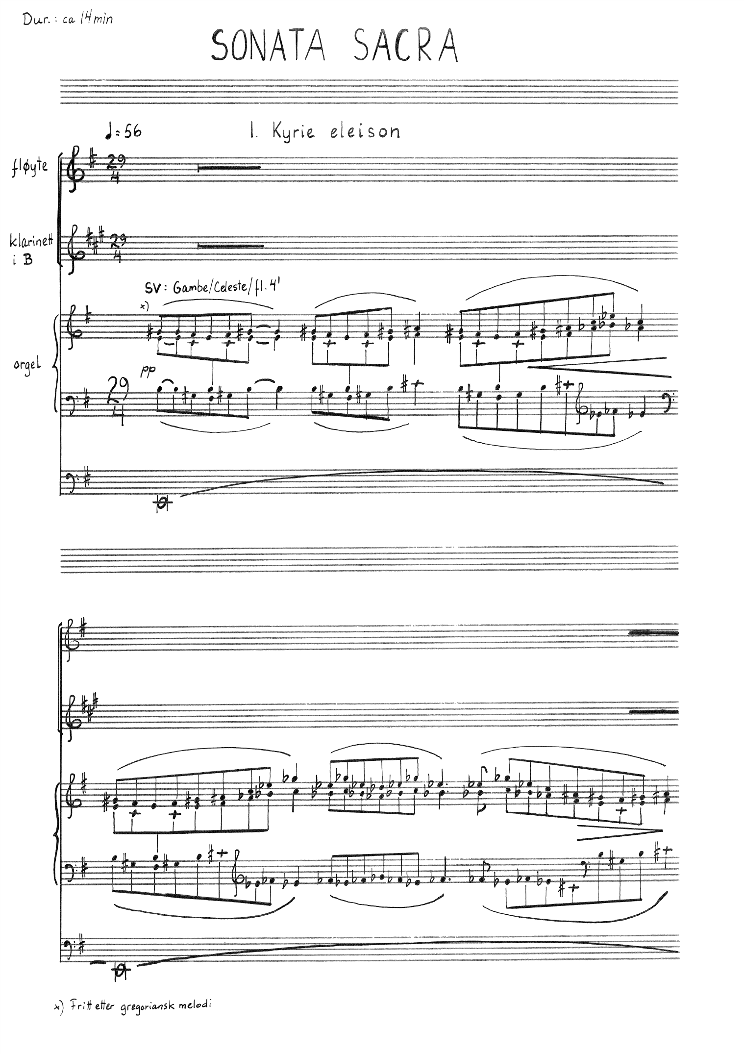 Sonata sacra - For fløyte(fiolin), klarinett(bratsj) og orgel, op. 55 - Image 2