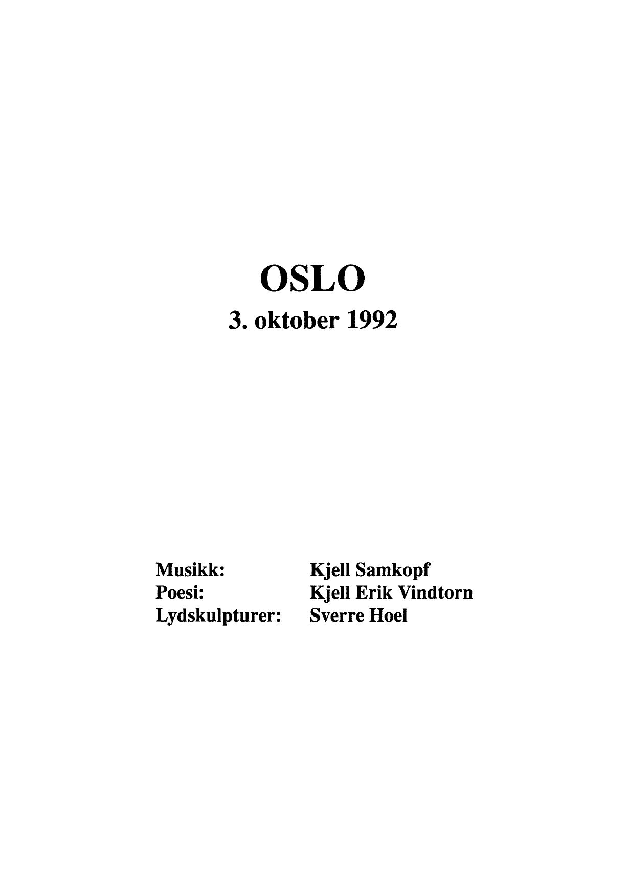 Oslo 3.oktober 1992