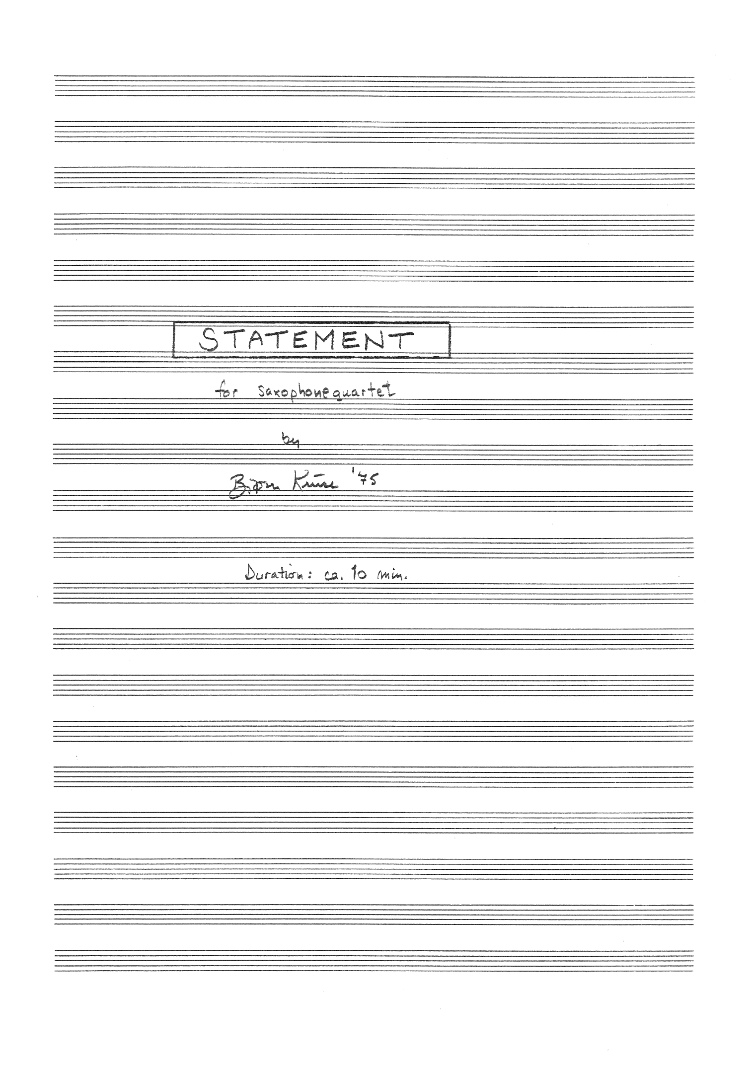 Statement for Saxophone Quartet