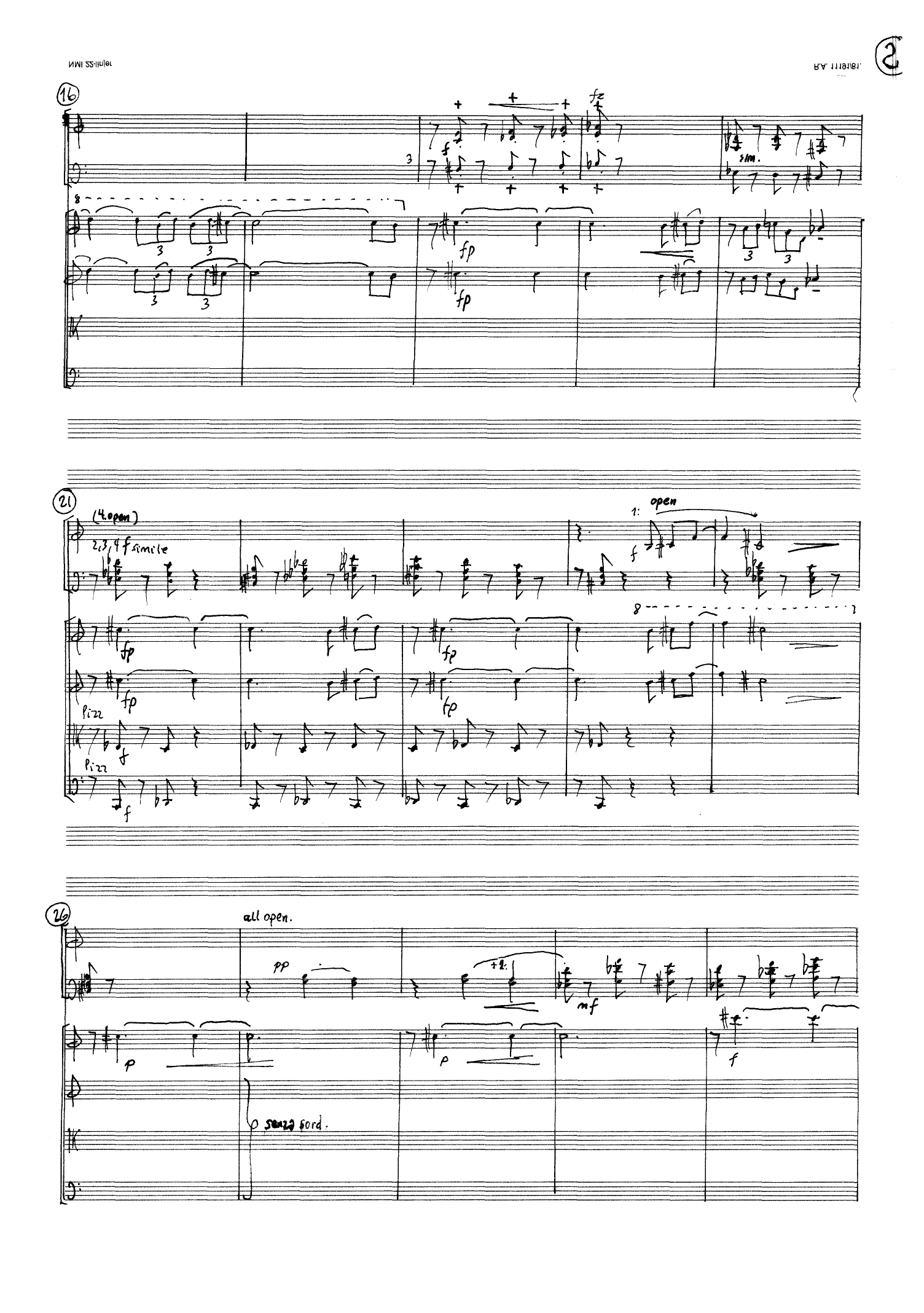 For Everything in Nature Falls when it Dies, except Water which Falls as it Lives... - for 4 horns & string4tet, Op. 45 - Bilde 4