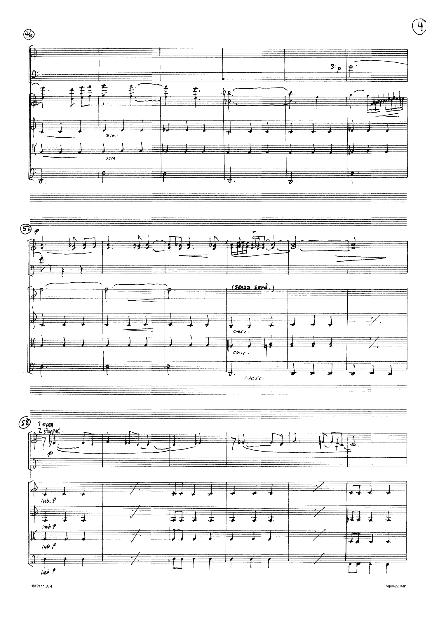 For Everything in Nature Falls when it Dies, except Water which Falls as it Lives... - for 4 horns & string4tet, Op. 45 - Bilde 6