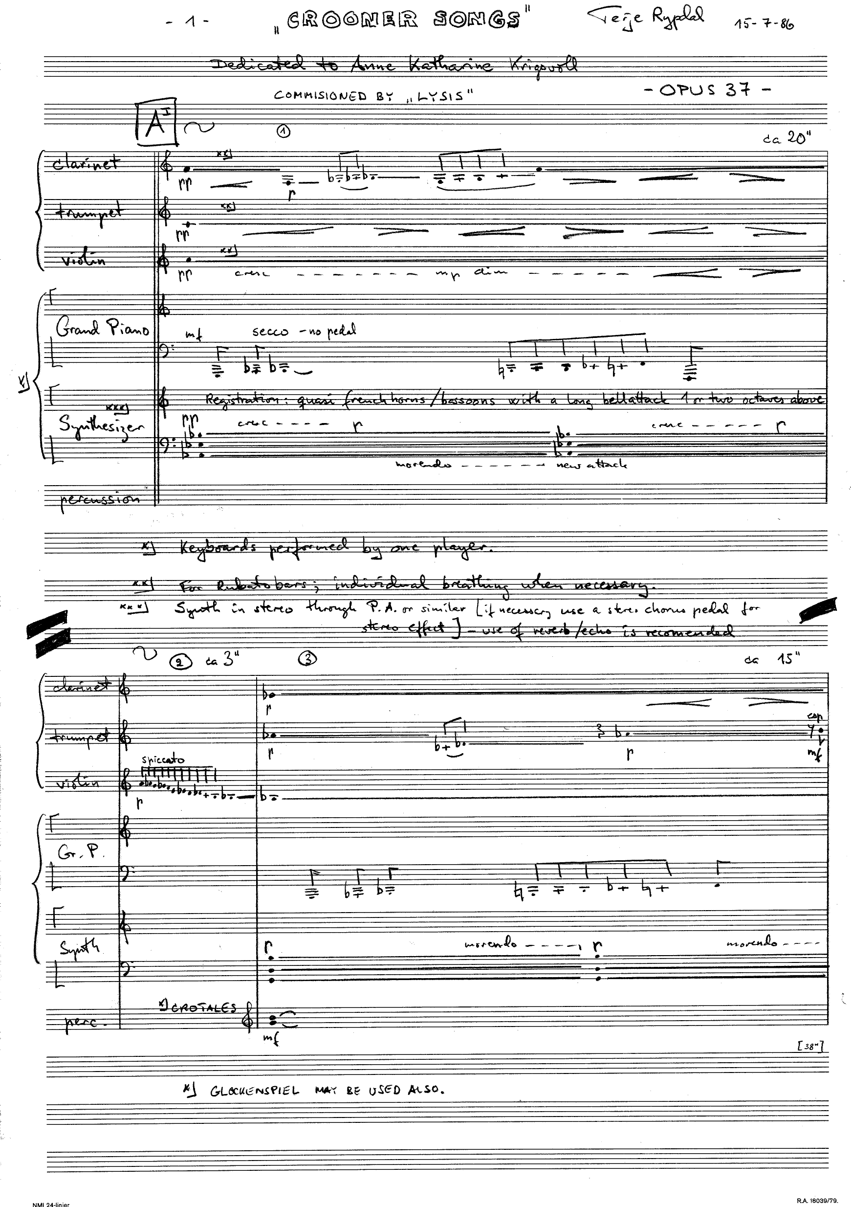 Crooner Songs, Op. 37