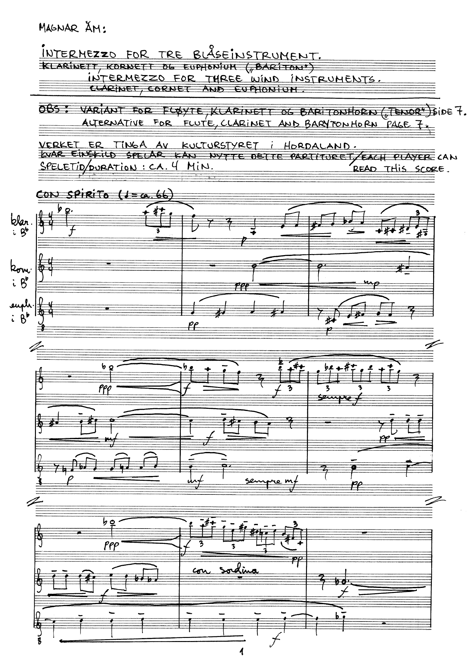 Intermezzo for tre blåseinstrumenter