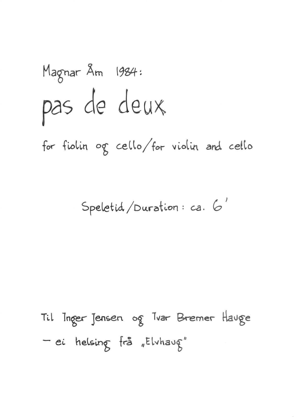 pas de deux - For Violin and Cello