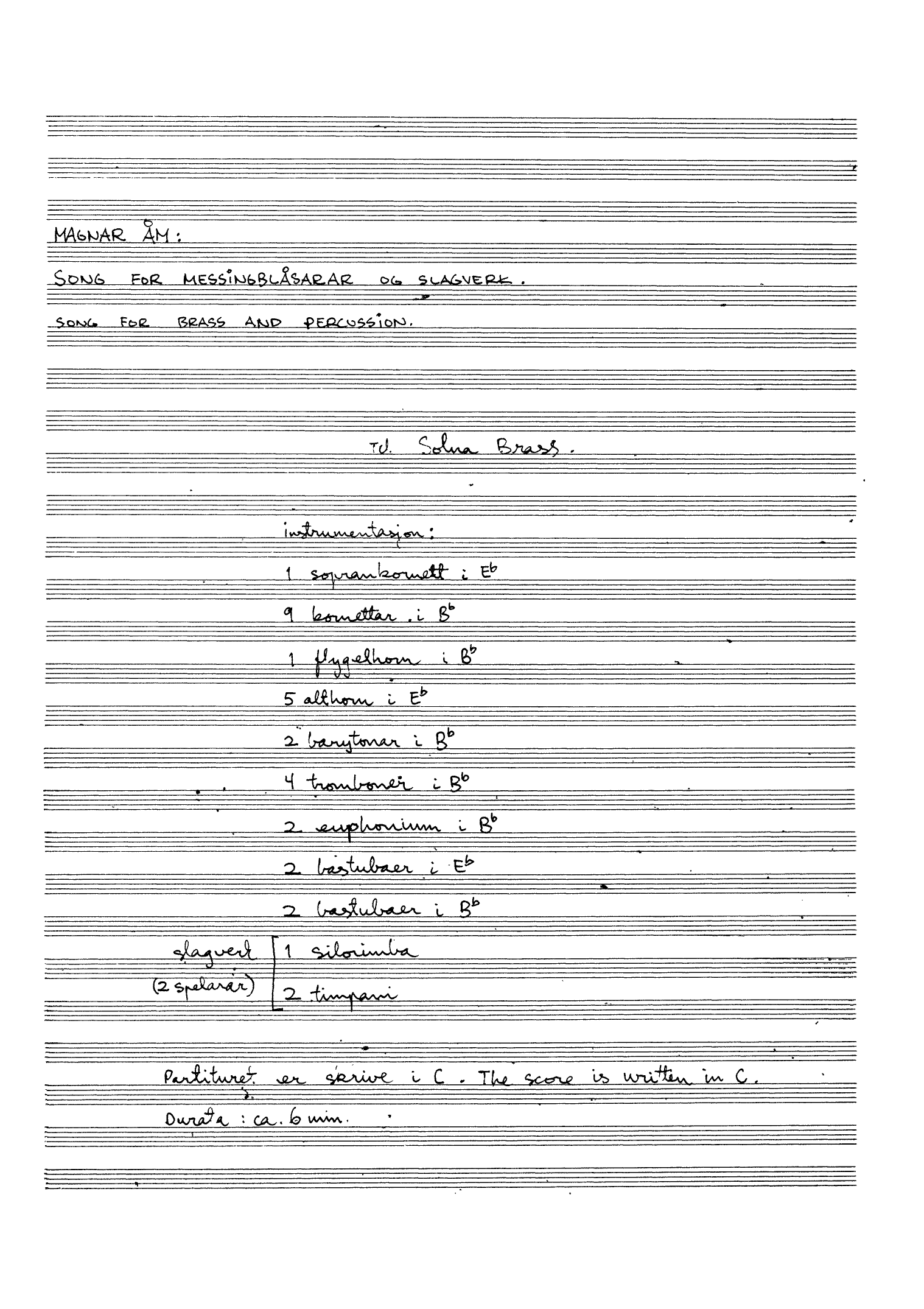 Song for messingblåsarar og slagverk