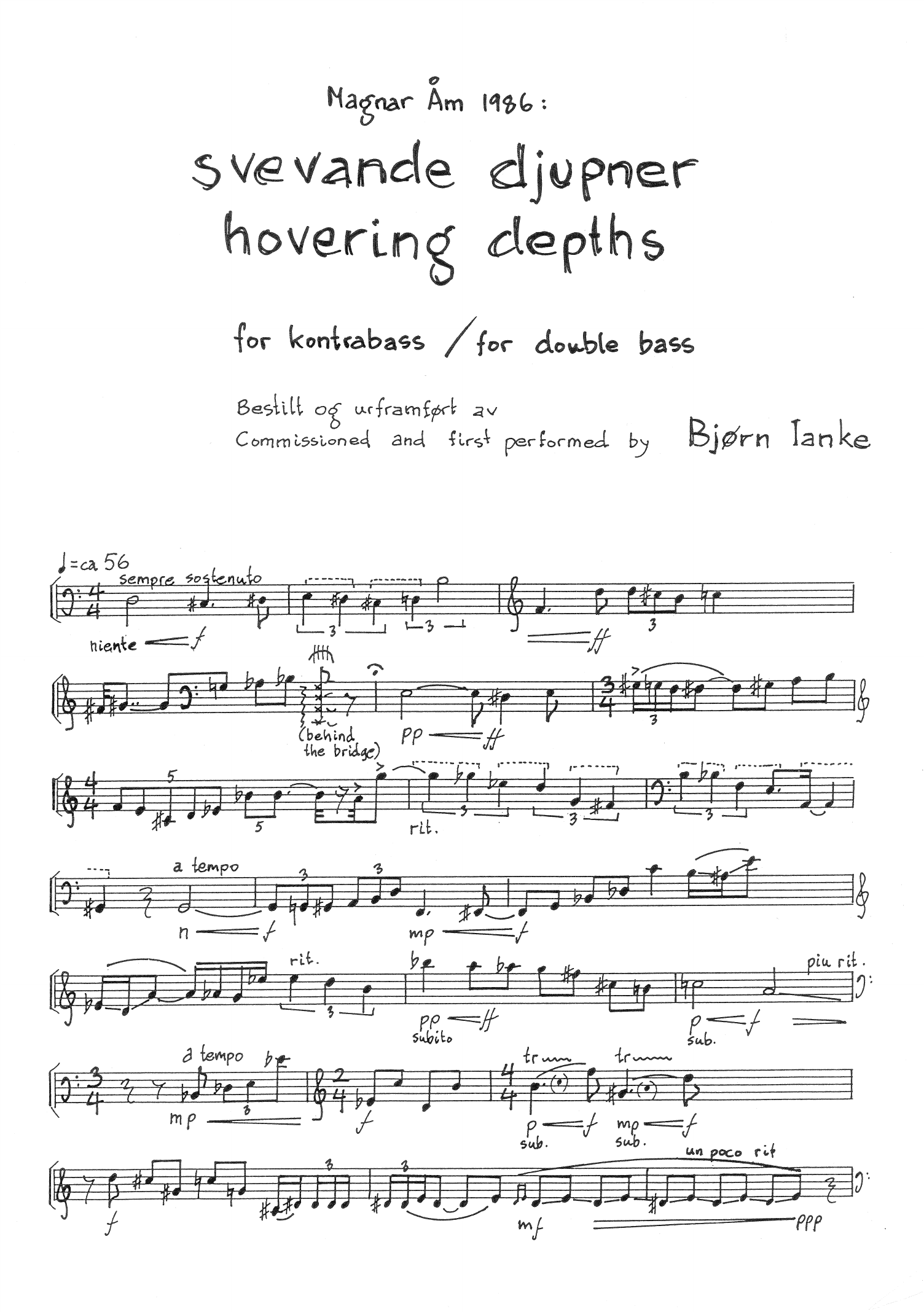 svevande djupner for kontrabass