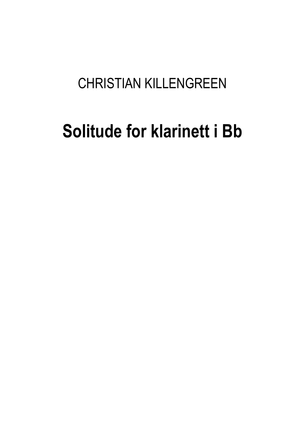 Solitude for klarinett