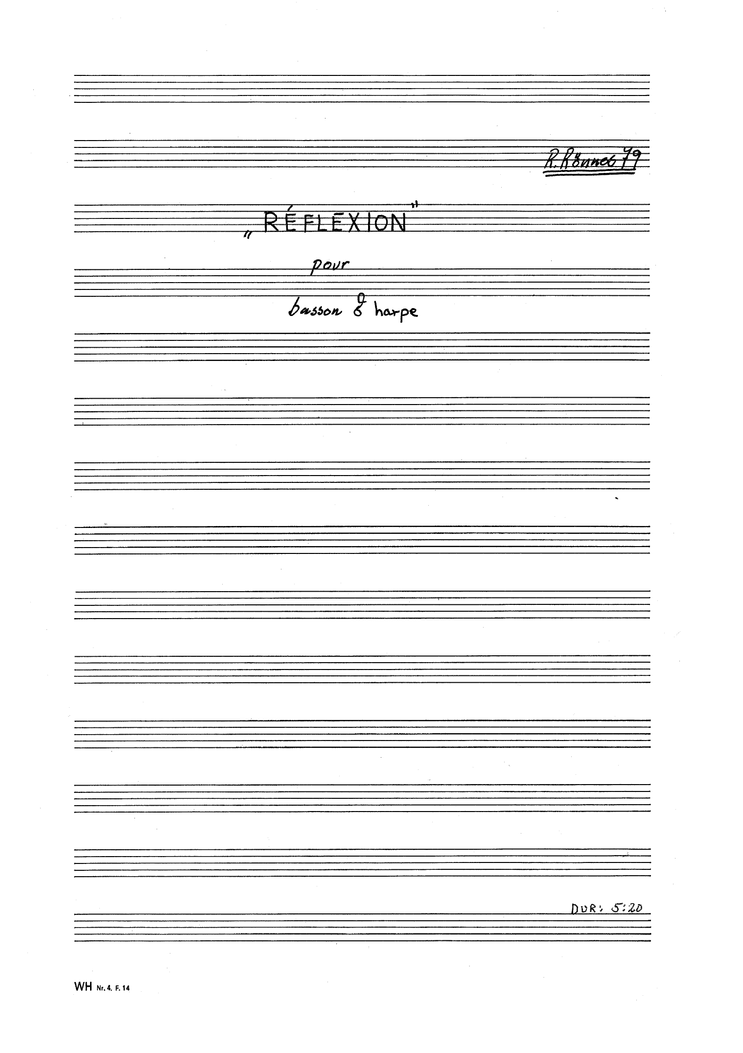 Réflexion - Pour basson et harpe