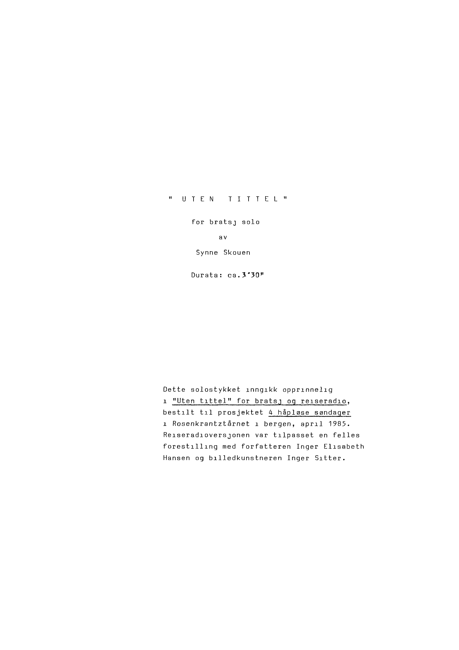 "Without Title" for Viola Solo : From Travels to desire