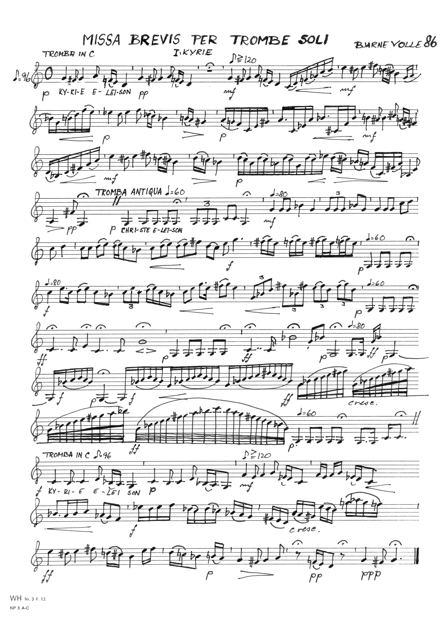 Missa Brevis per trombe soli