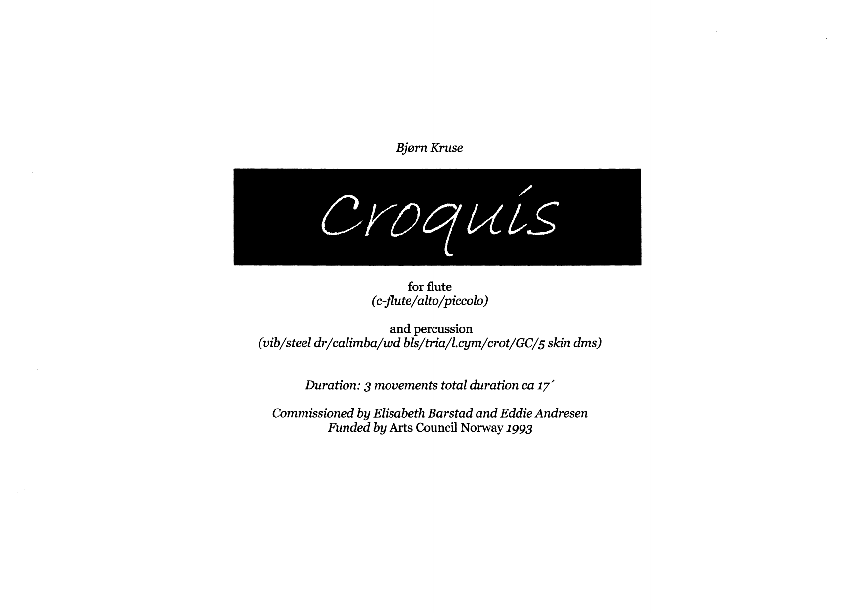 Croquis for fløyte(c-fl/altfl/picc) og slagverk