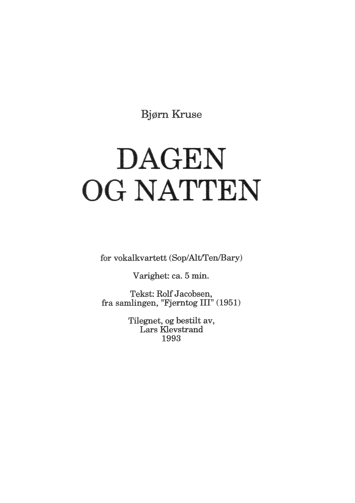 Dagen og natten for vokalkvartett