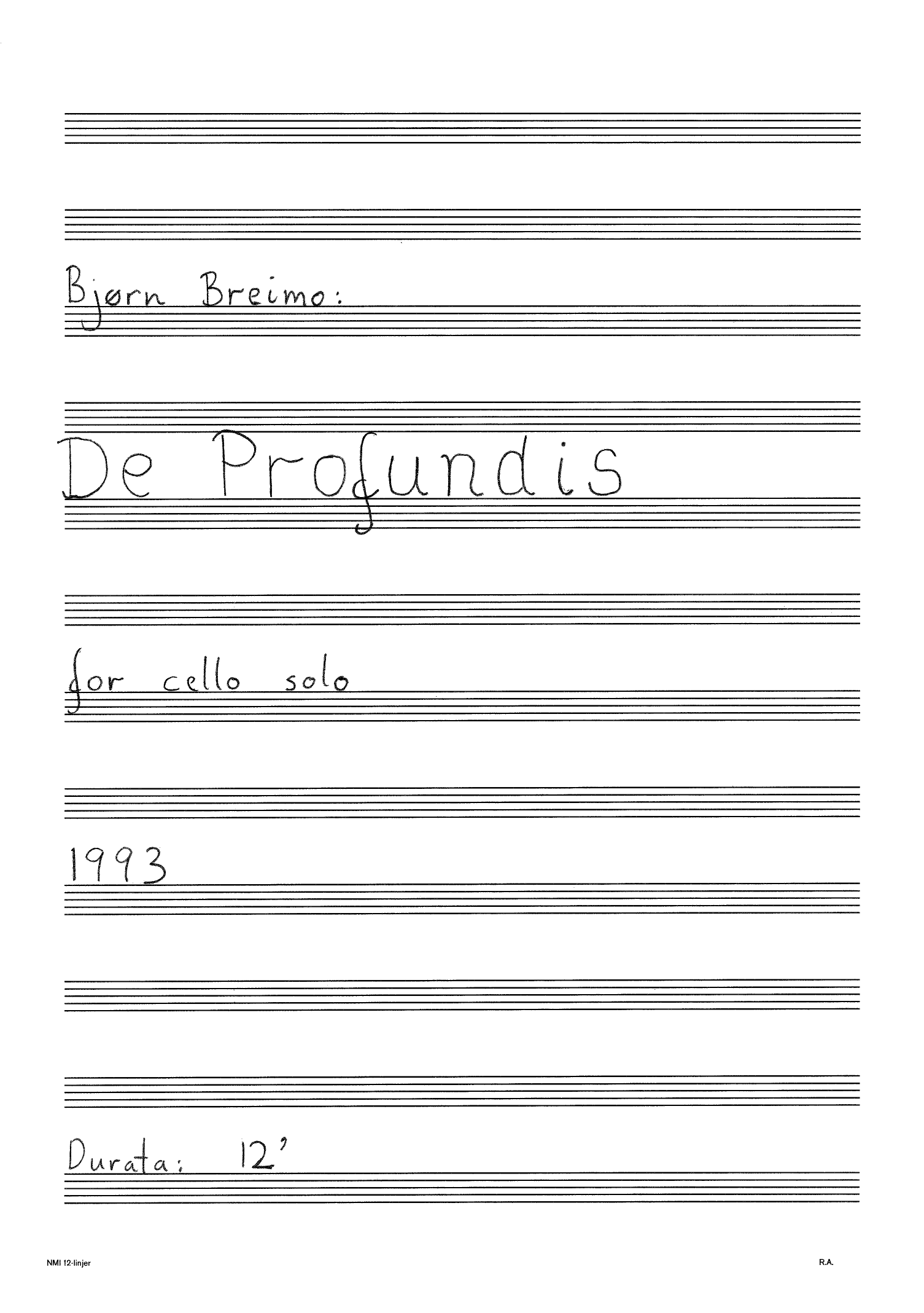 De Profundis for cello solo