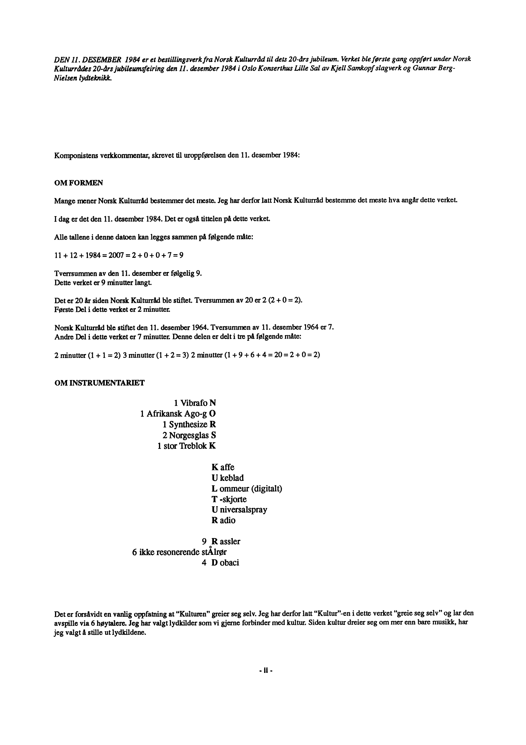 Den 11. desember 1984 for solo slagverk og elektronikk - Image 2