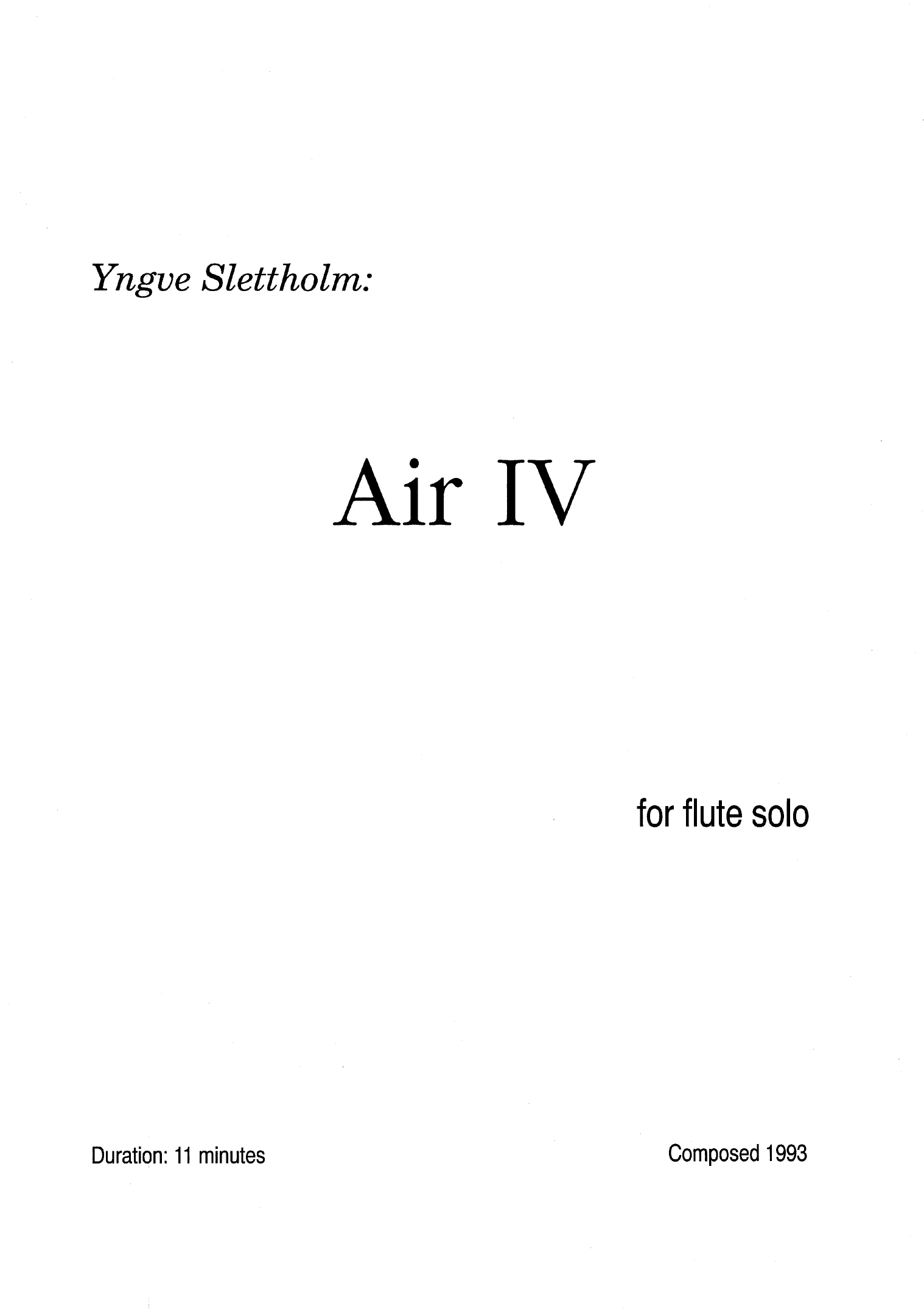 Air IV for Flute Solo