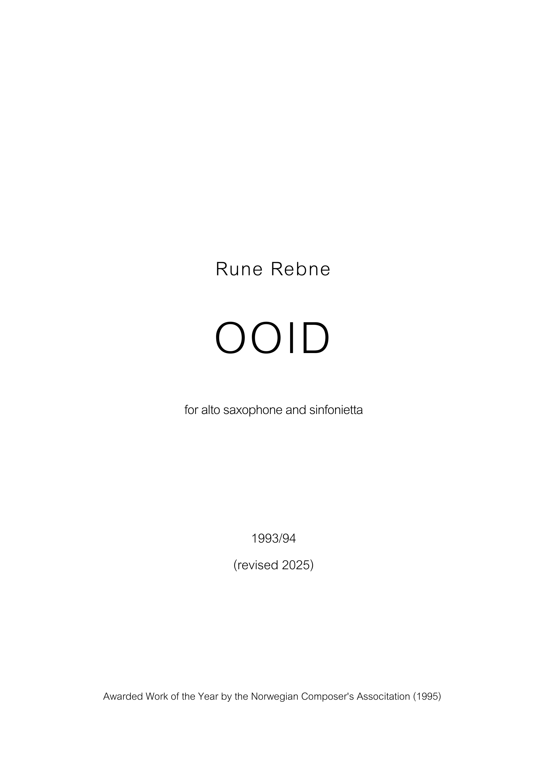 OOID for Solo Alto Saxophone and Sinfonietta