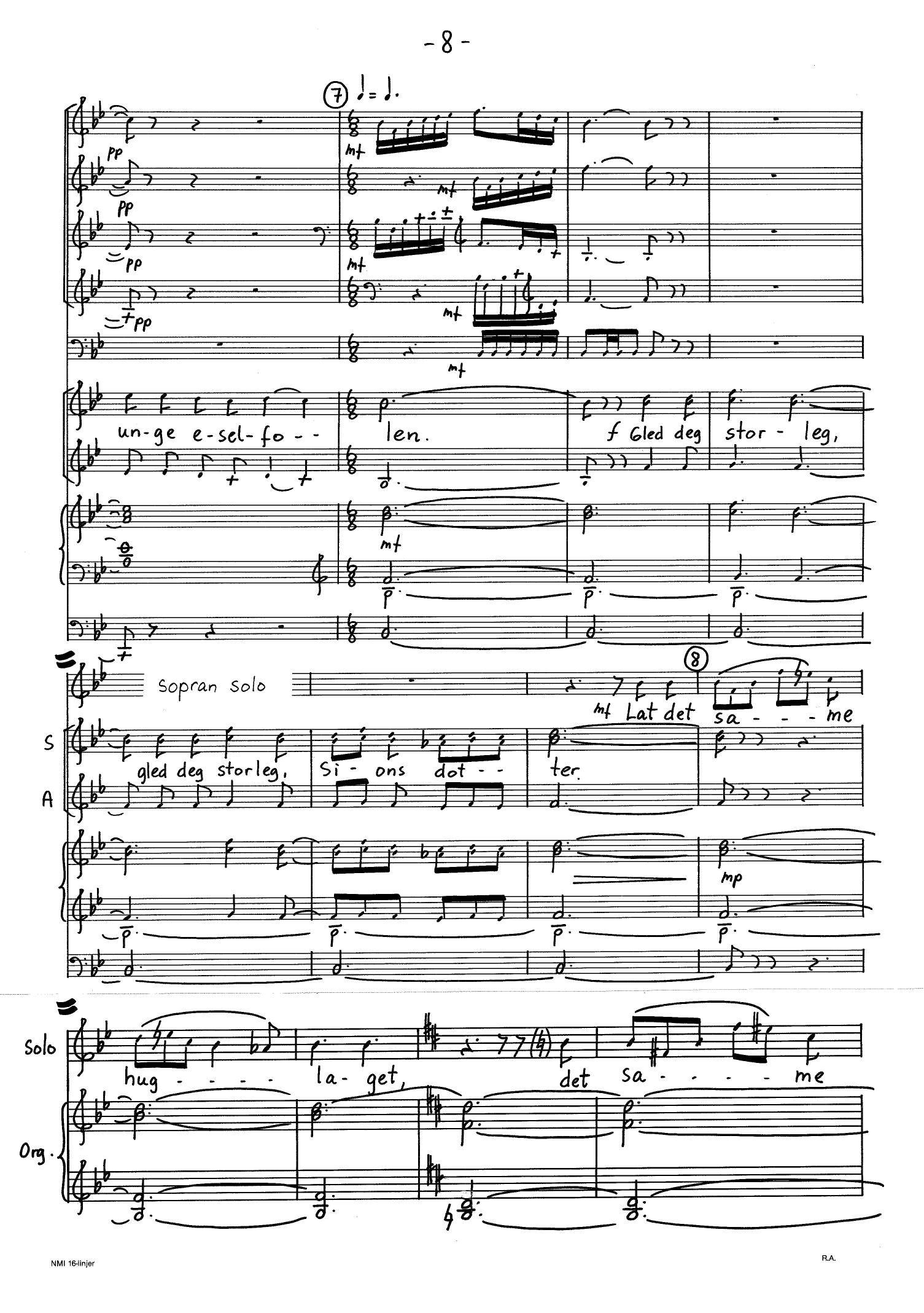 Påske - For 3 st. kor(SSA) eller 4st.kor(SATB), sopran solo, 2 trompeter, 2 horn, pauker og orgel, op. 107 - Image 10