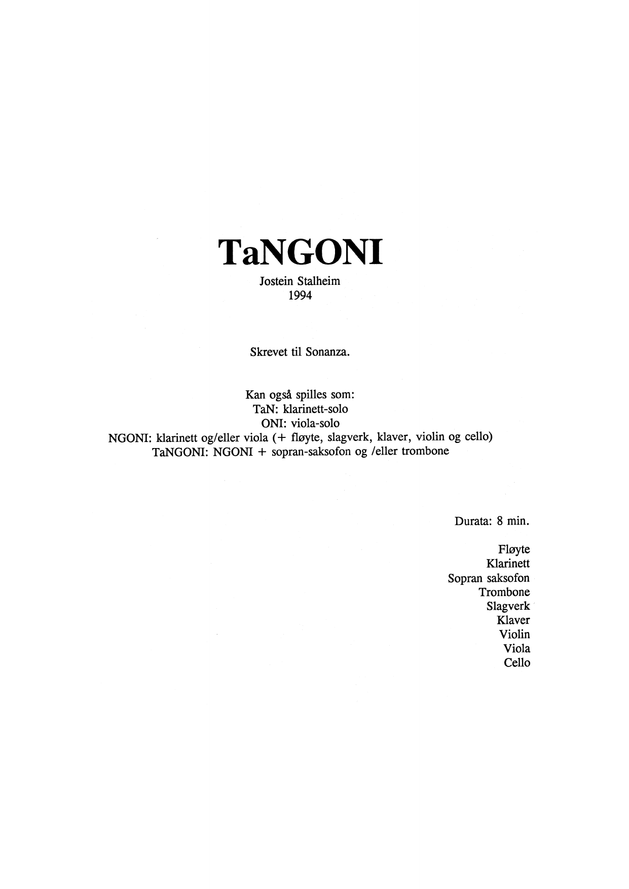 TaNGONI - GRenSE 1