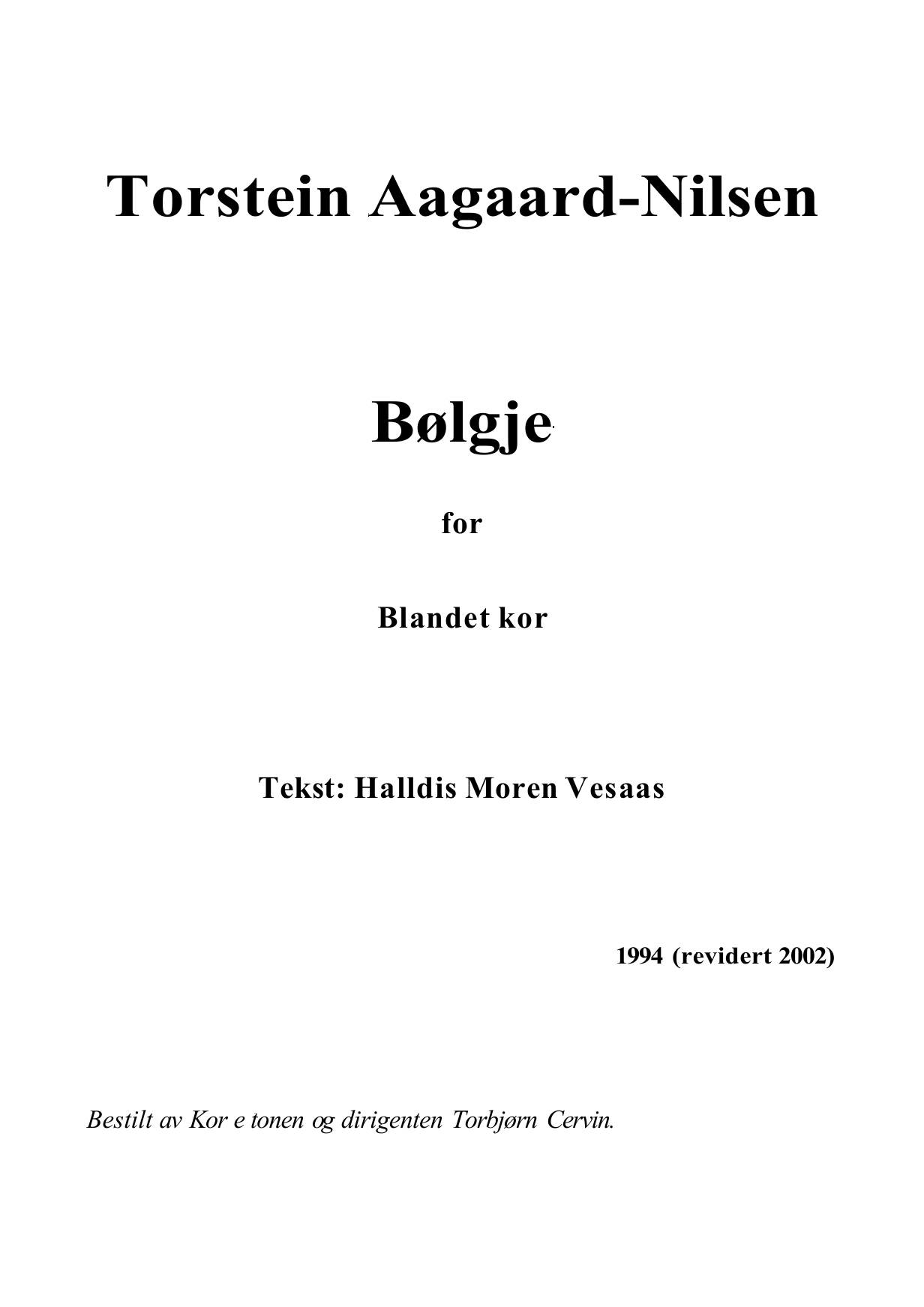 Bølgje - Dikt av Halldis Moren Vesaas for kor (SATB) - Image 3