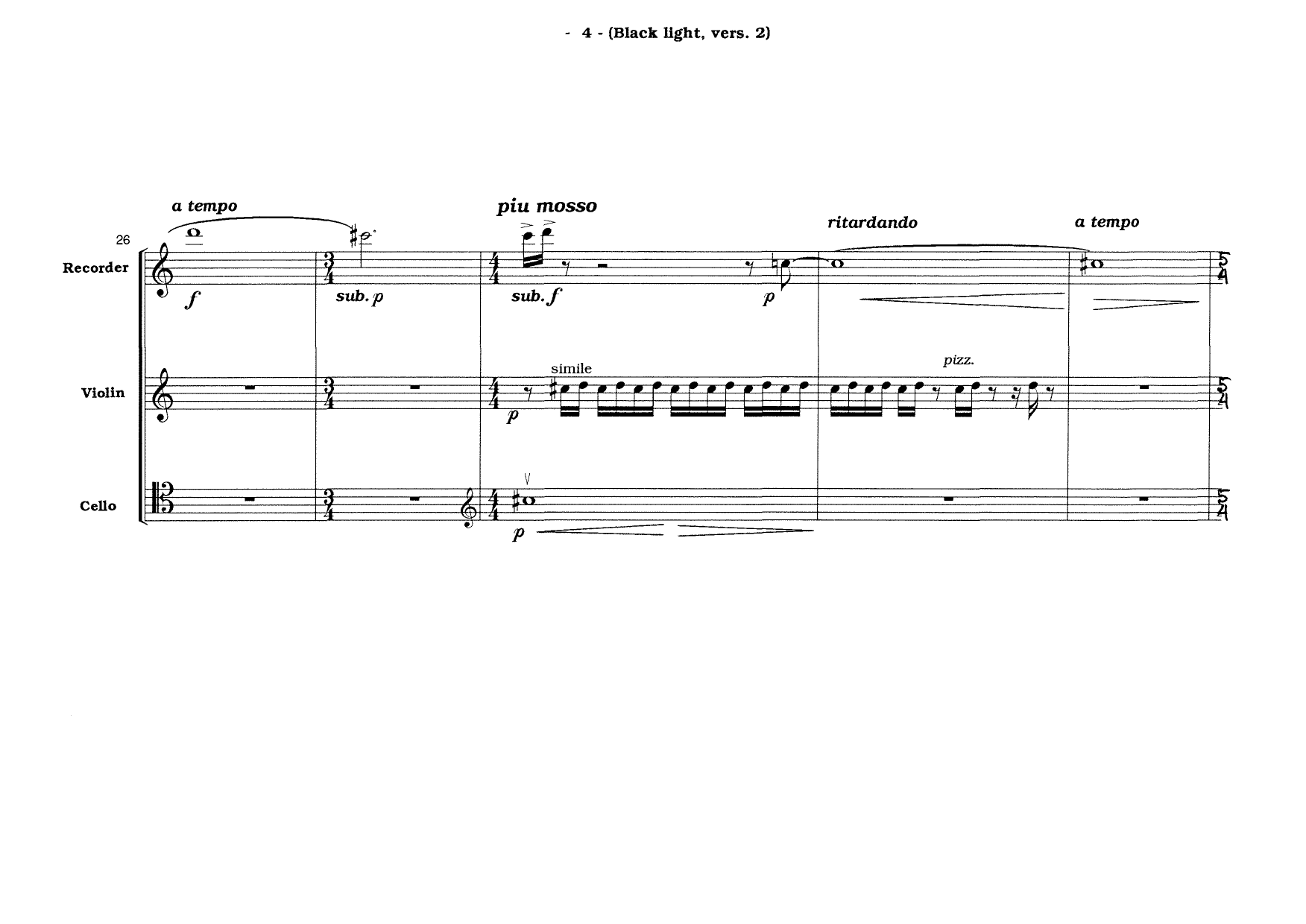 Black Light, Version 2, for Euterpe Ensemble - For Recorder, Violin, Violoncello, Hapsicord - Image 6