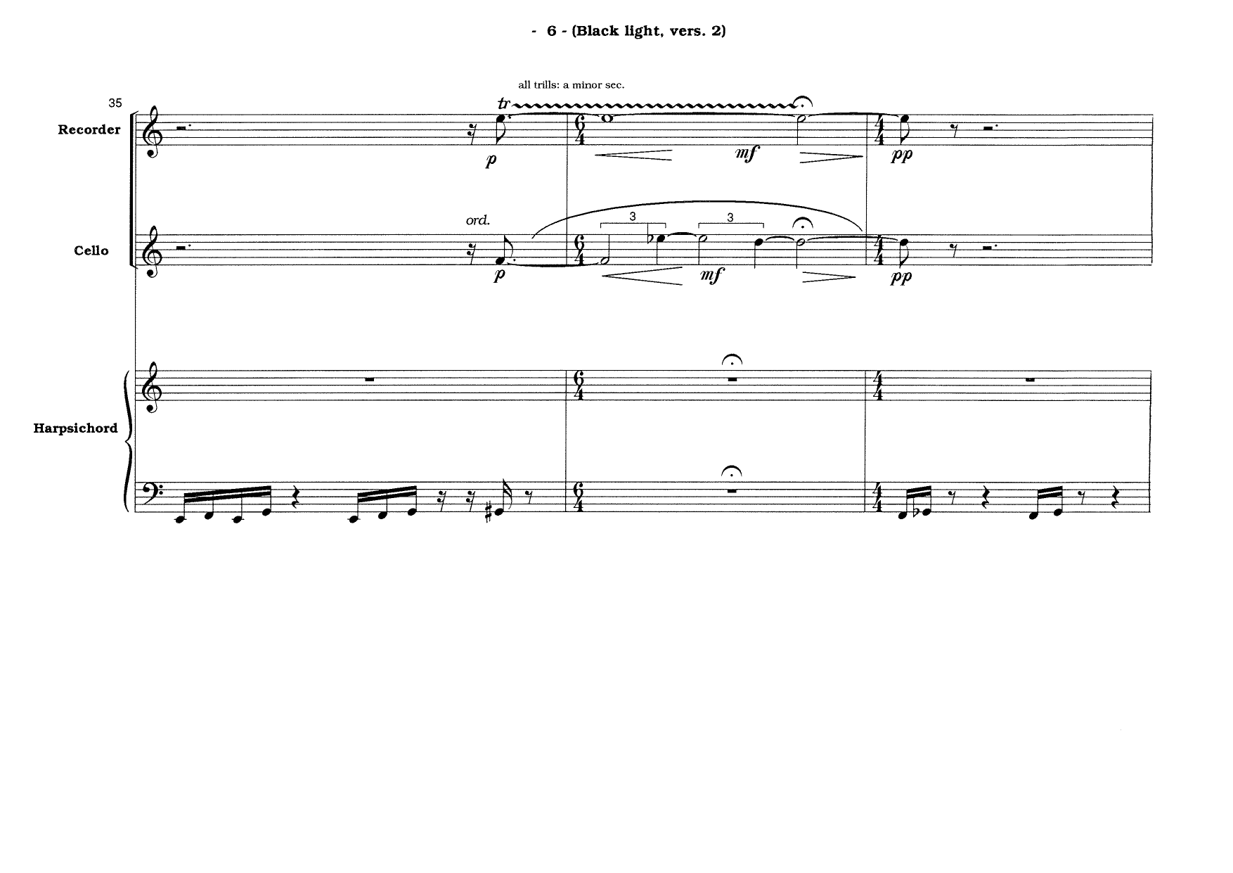 Black Light, Version 2, for Euterpe Ensemble - For Recorder, Violin, Violoncello, Hapsicord - Image 8