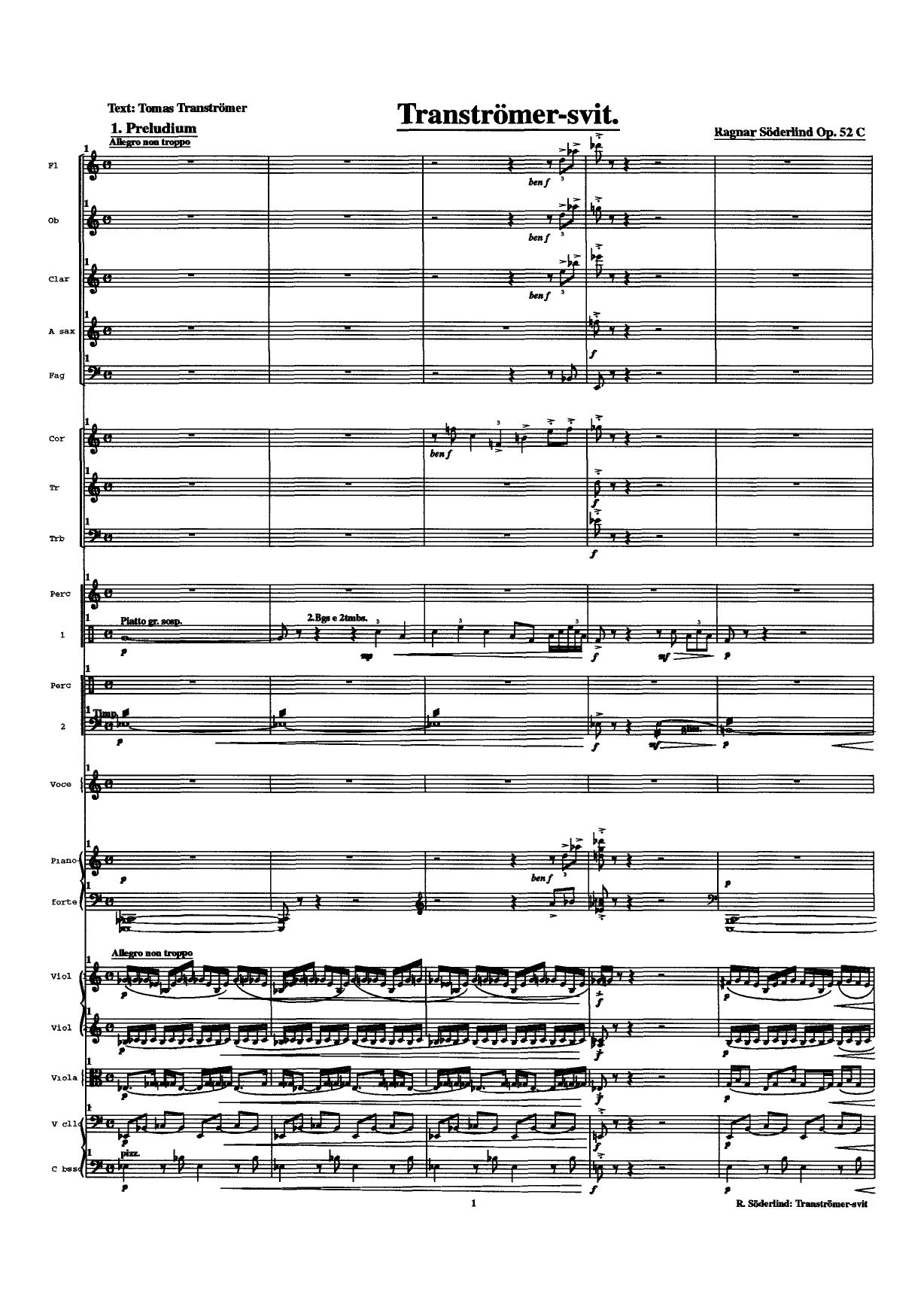 Tranströmer-svit, op. 52 c - för en sångröst och sinfonietta (kammarorkester) - Image 3