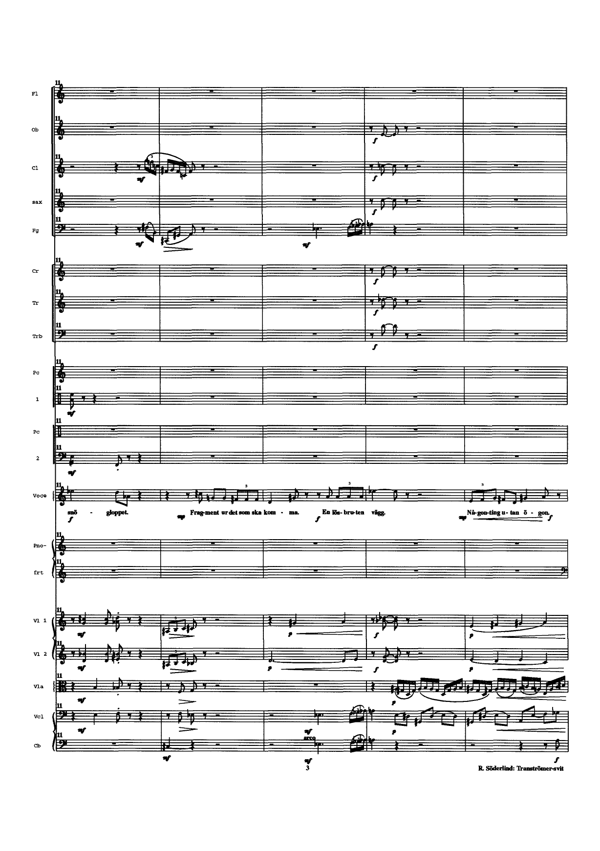 Tranströmer-svit, op. 52 c - för en sångröst och sinfonietta (kammarorkester) - Image 5