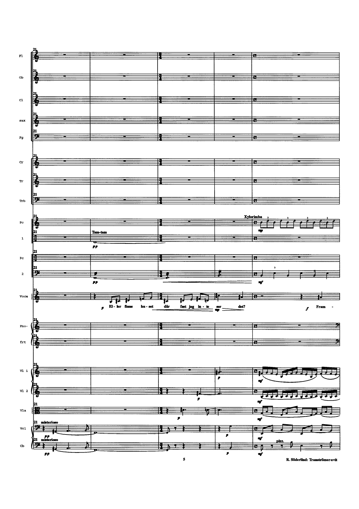 Tranströmer-svit, op. 52 c - för en sångröst och sinfonietta (kammarorkester) - Image 7