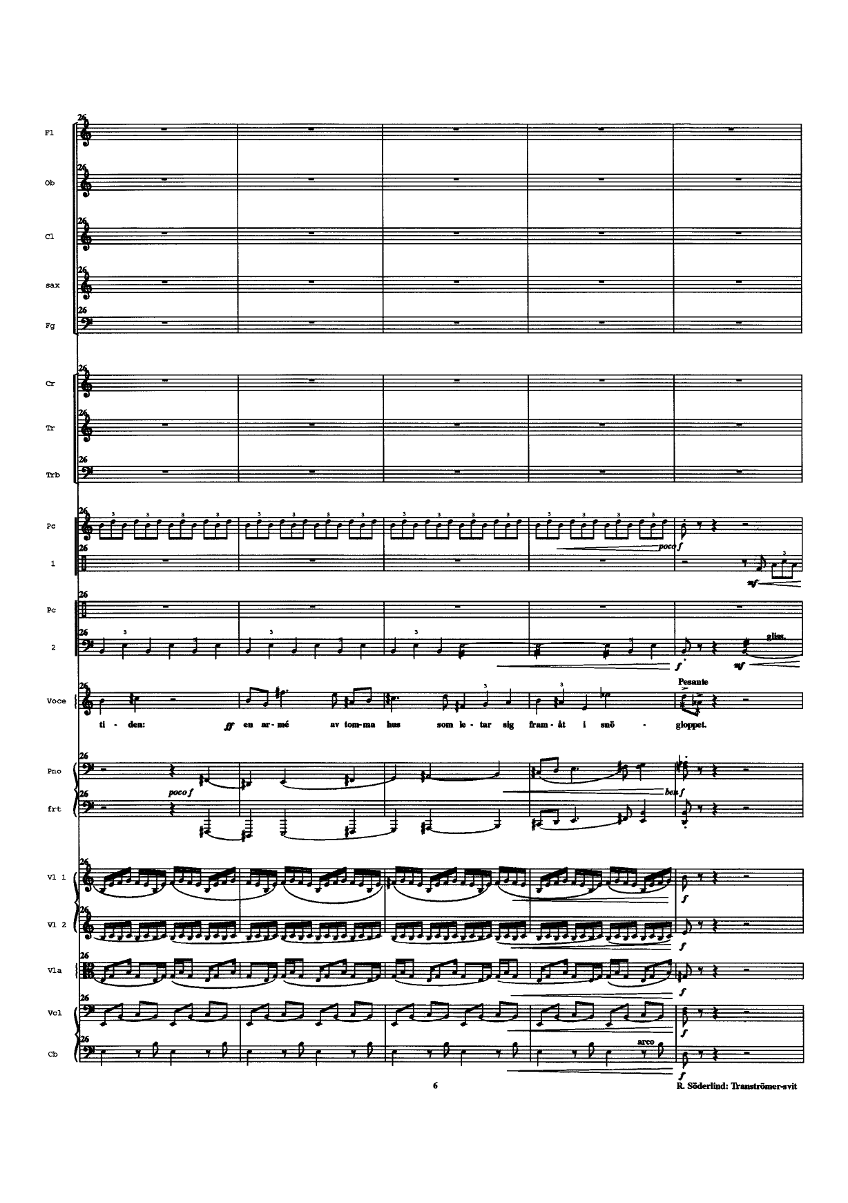 Tranströmer-svit, op. 52 c - för en sångröst och sinfonietta (kammarorkester) - Image 8