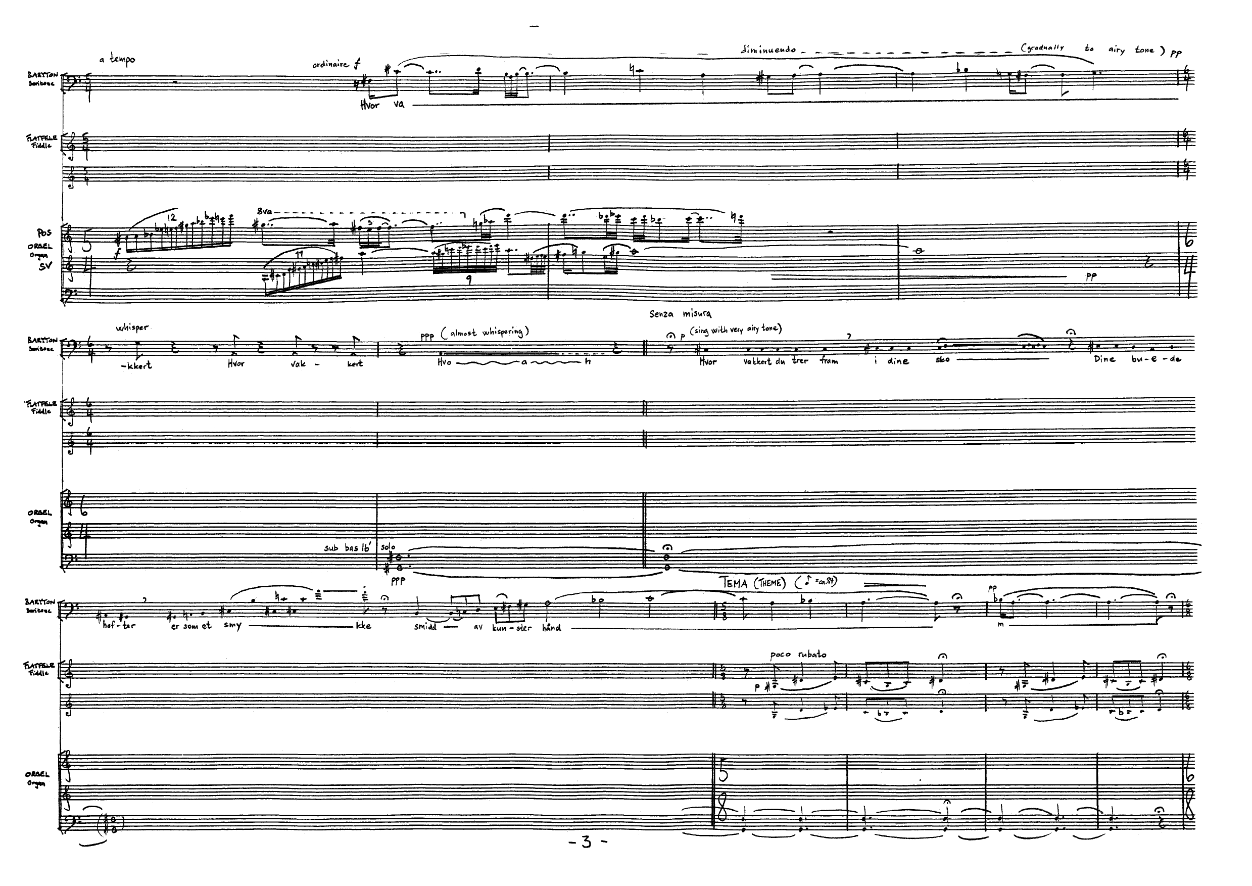 Aria - Variasjoner over en folketone fra Gudbrandsdalen for baryton, orgel og flatfele - Bilde 5