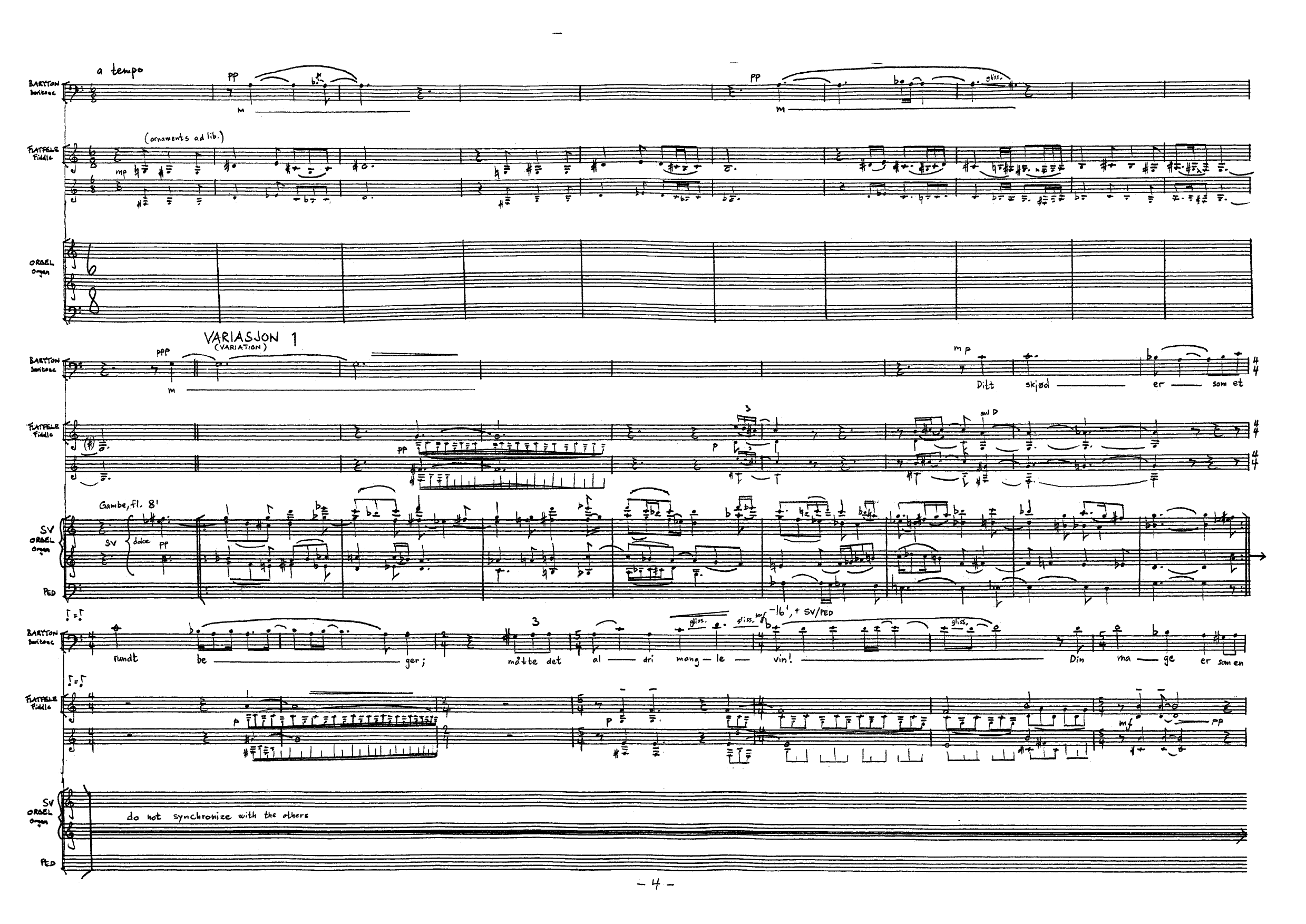 Aria - Variasjoner over en folketone fra Gudbrandsdalen for baryton, orgel og flatfele - Bilde 6