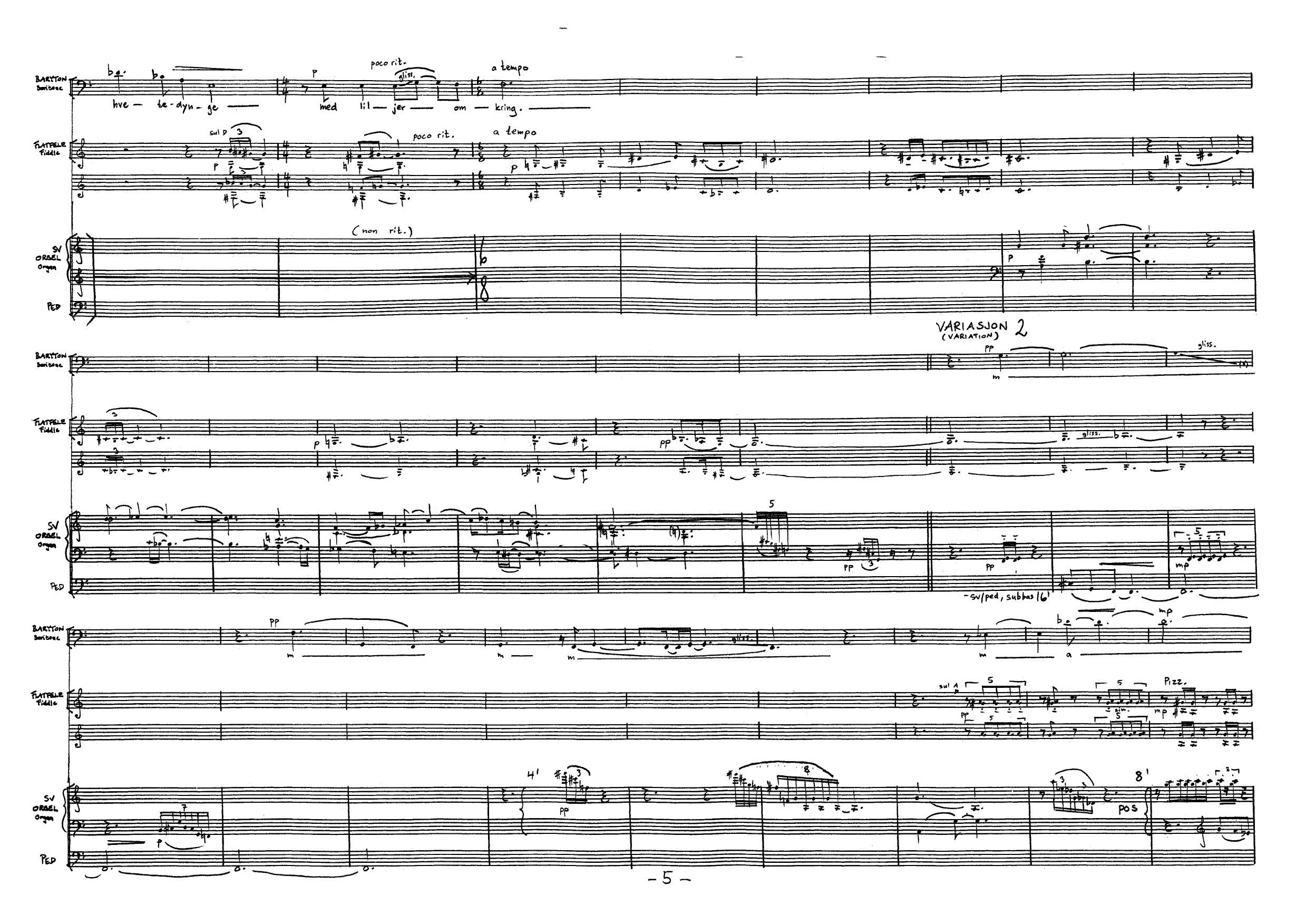 Aria - Variasjoner over en folketone fra Gudbrandsdalen for baryton, orgel og flatfele - Bilde 7