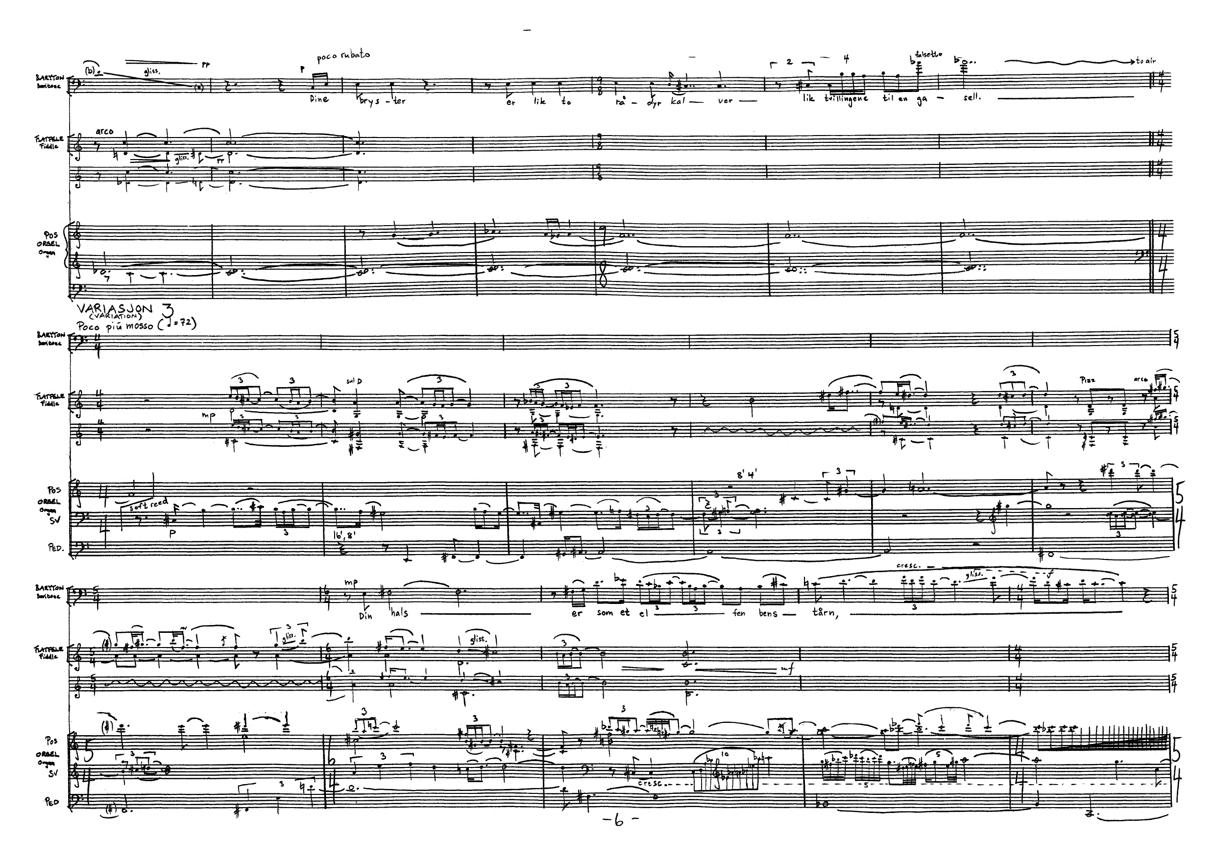 Aria - Variasjoner over en folketone fra Gudbrandsdalen for baryton, orgel og flatfele - Bilde 8