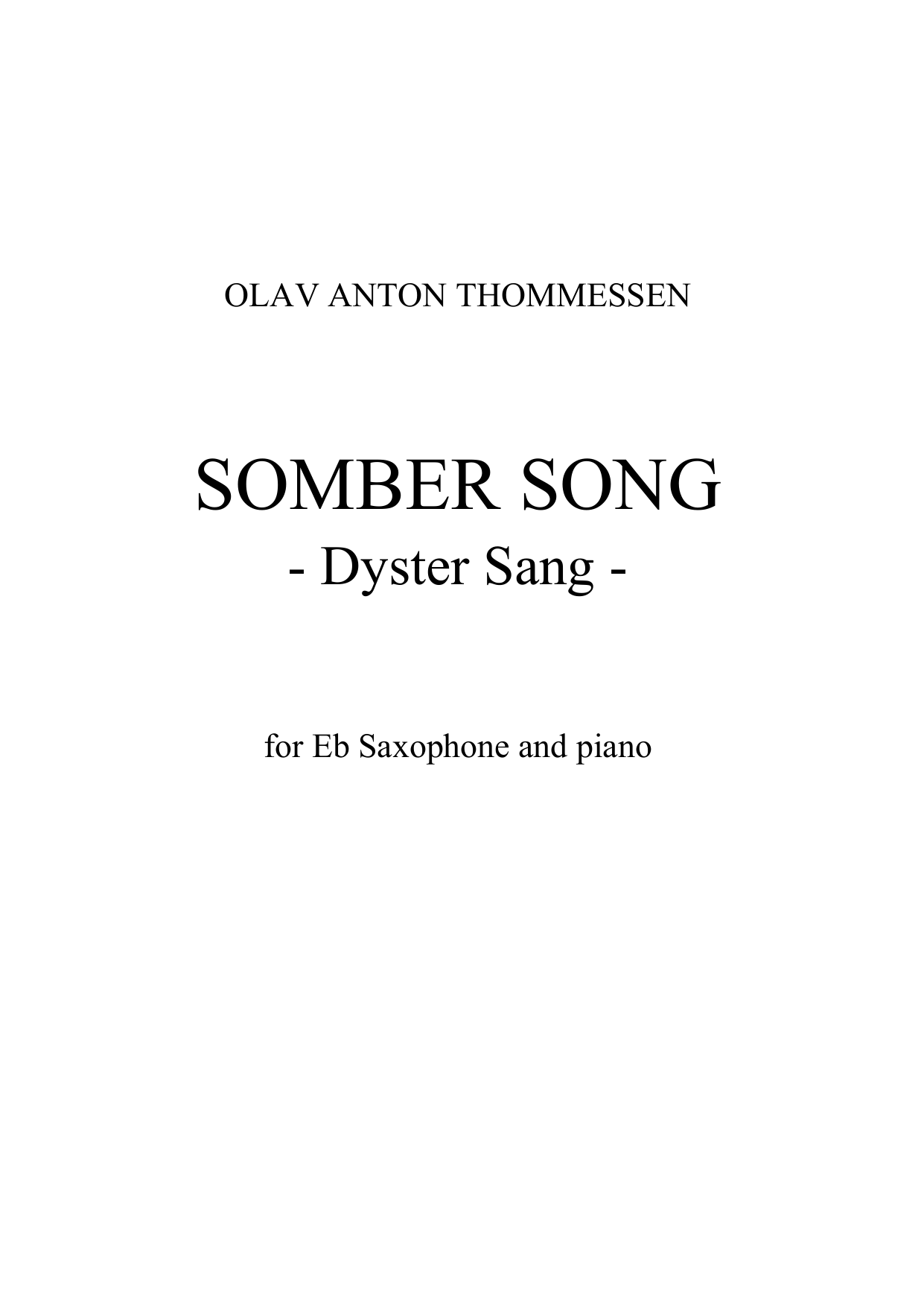 Somber Song for Saxophone and Piano