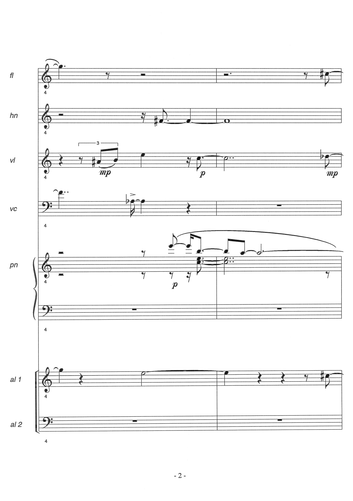 the light in your chest : for flute, horn, violin, cello, piano and/or freely composed amateur orchestra - Image 4