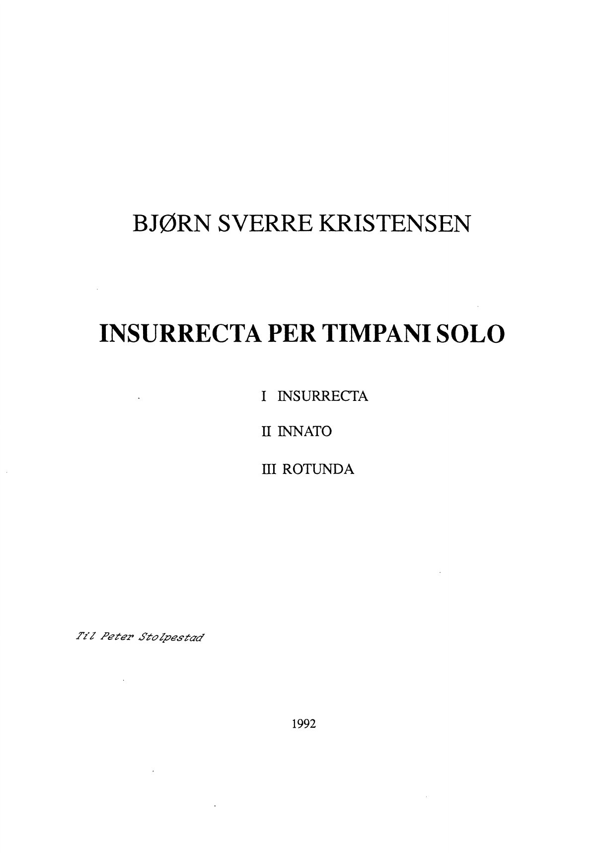 Insurrecta per timpani solo