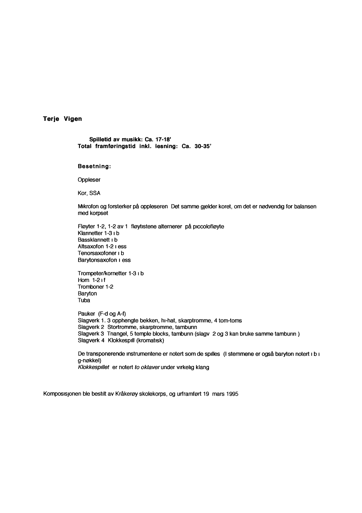 Terje Vigen : For Recitation, Children's Choir, and Band - Image 2