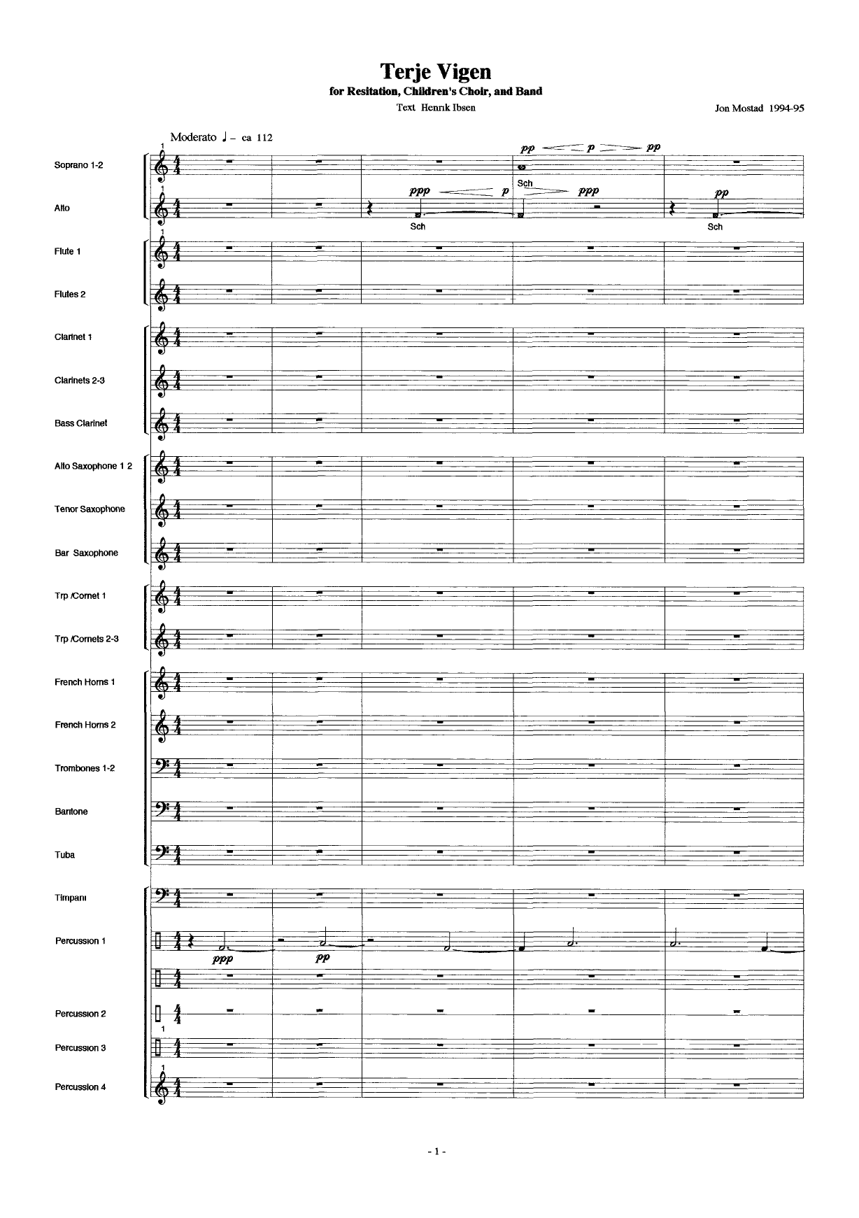 Terje Vigen : For Recitation, Children's Choir, and Band - Image 3