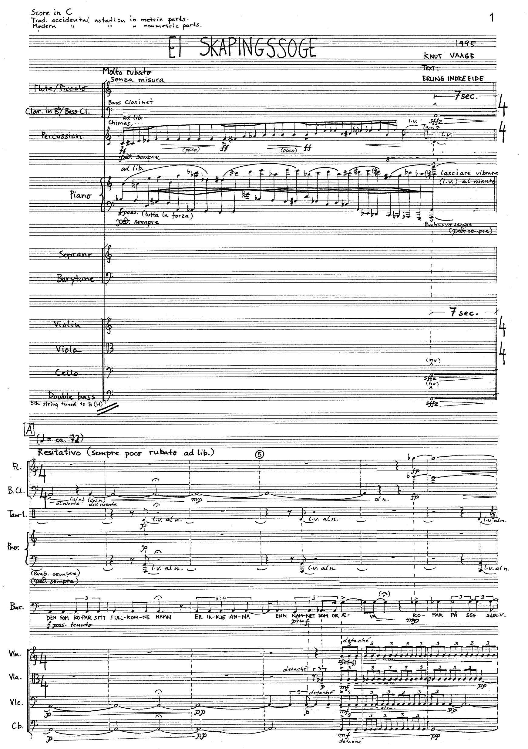 Ei skapingssoge - For chamber orchestra with soprano and baritone soloists - Bilde 3