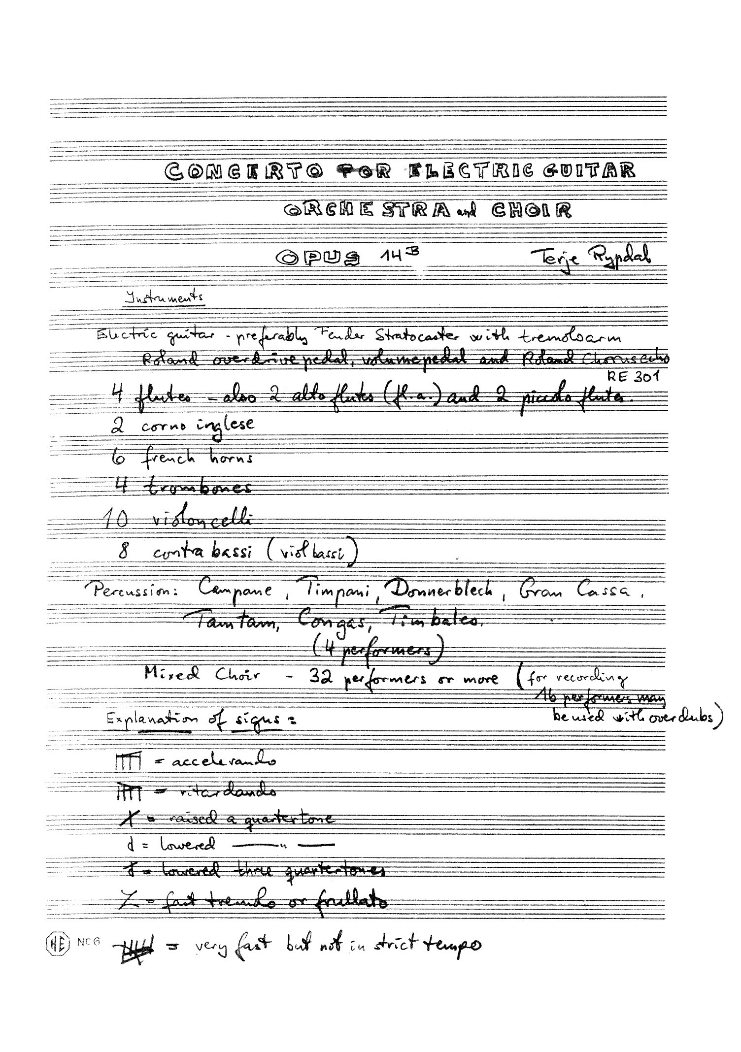 Concerto for Electric Guitar, Orchestra and Choir, Op. 14 B