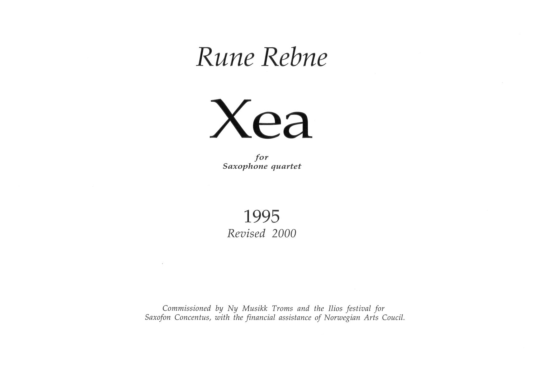 Xea - For Saxophone Quartet