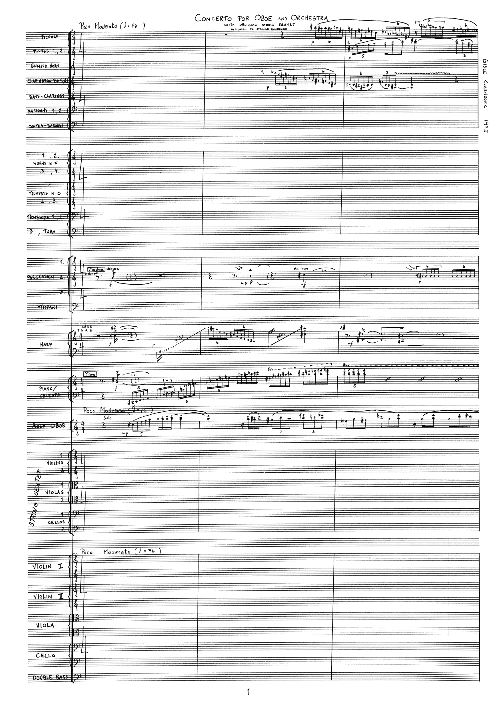 Concerto for Oboe and Orchestra - With Obligato String Sextet - Image 3