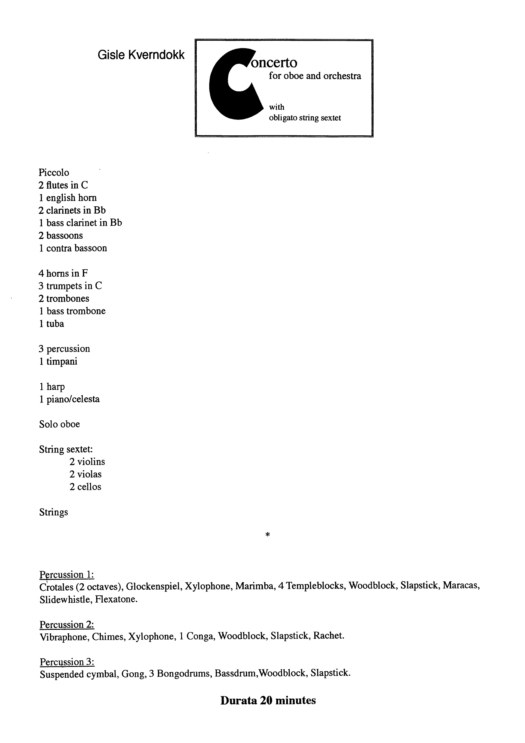 Concerto for Oboe and Orchestra - With Obligato String Sextet - Image 2