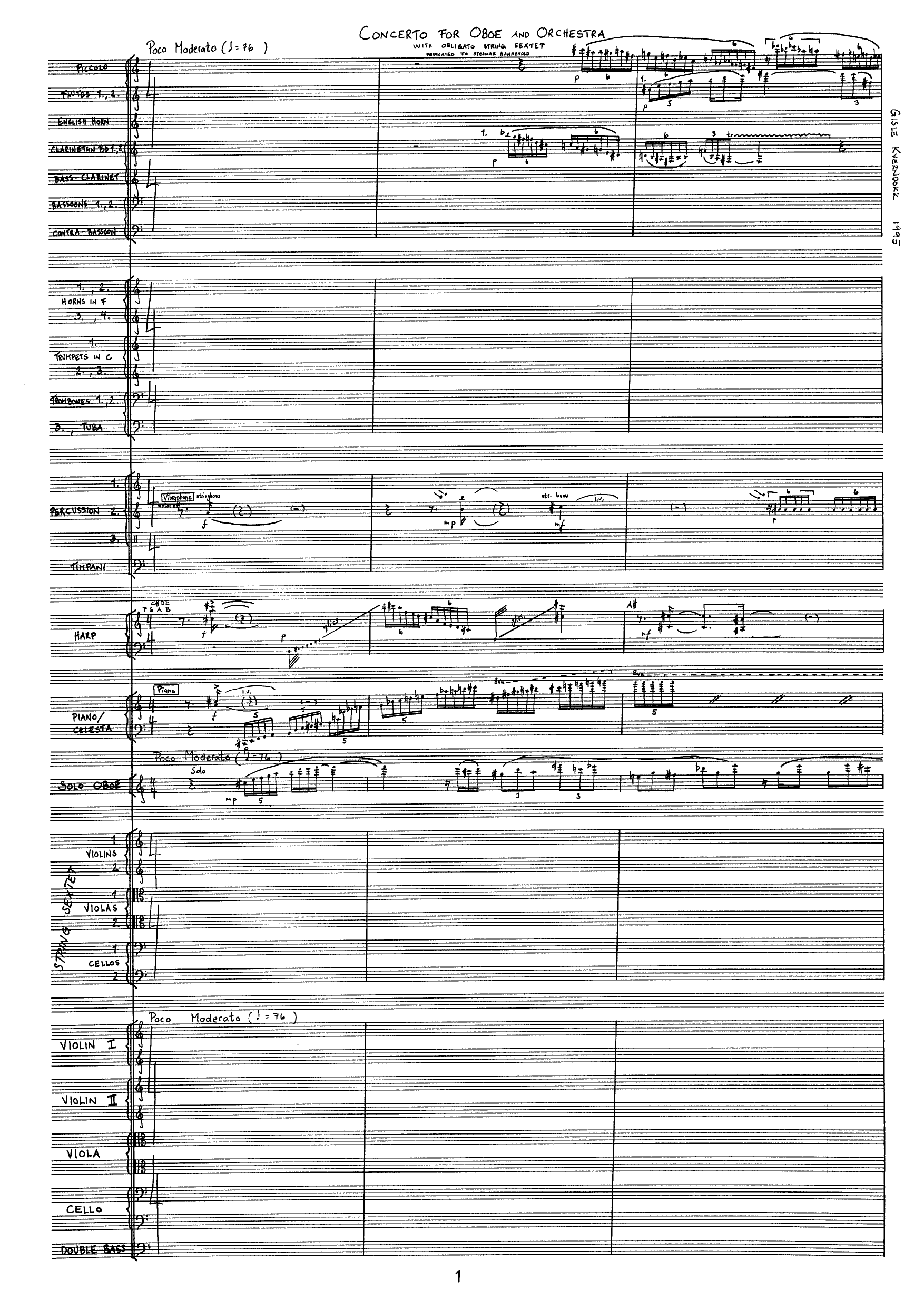 Concerto for Oboe and Orchestra - With Obligato String Sextet - Image 3